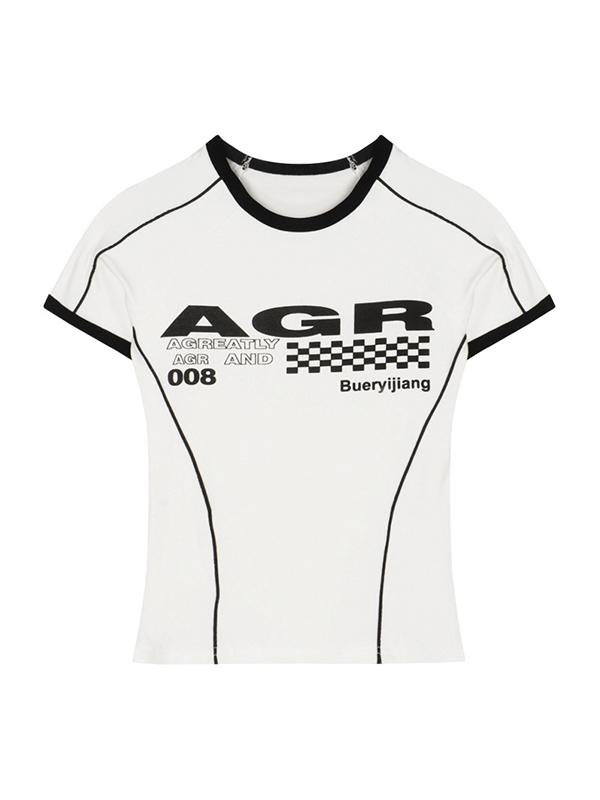 Contrast Print Splice Short Sleeve Tee Product Image