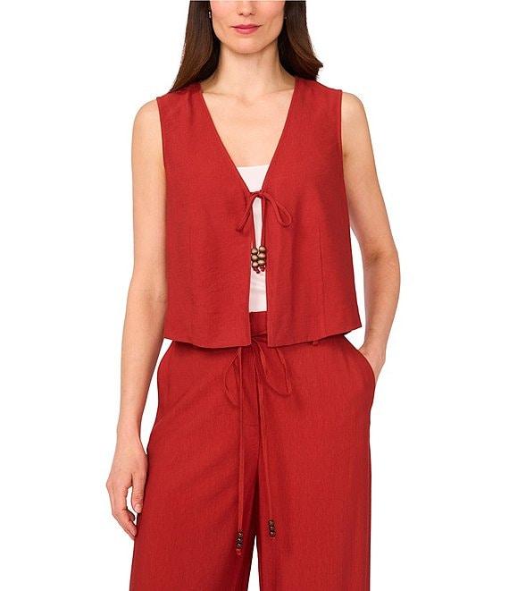 Vince Camuto Coordinating V Neck Sleeveless Tie Front Vest Product Image