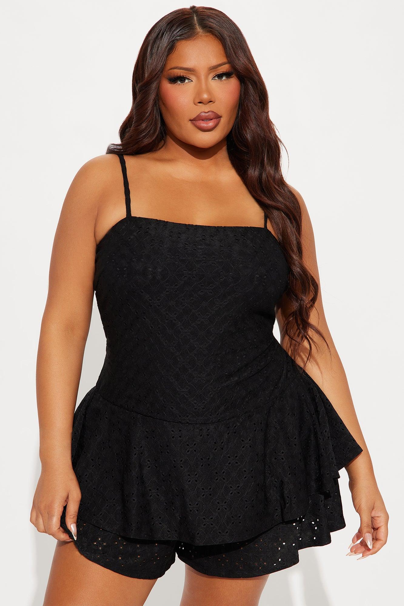 In The Mood For Love Eyelet Romper - Black Product Image