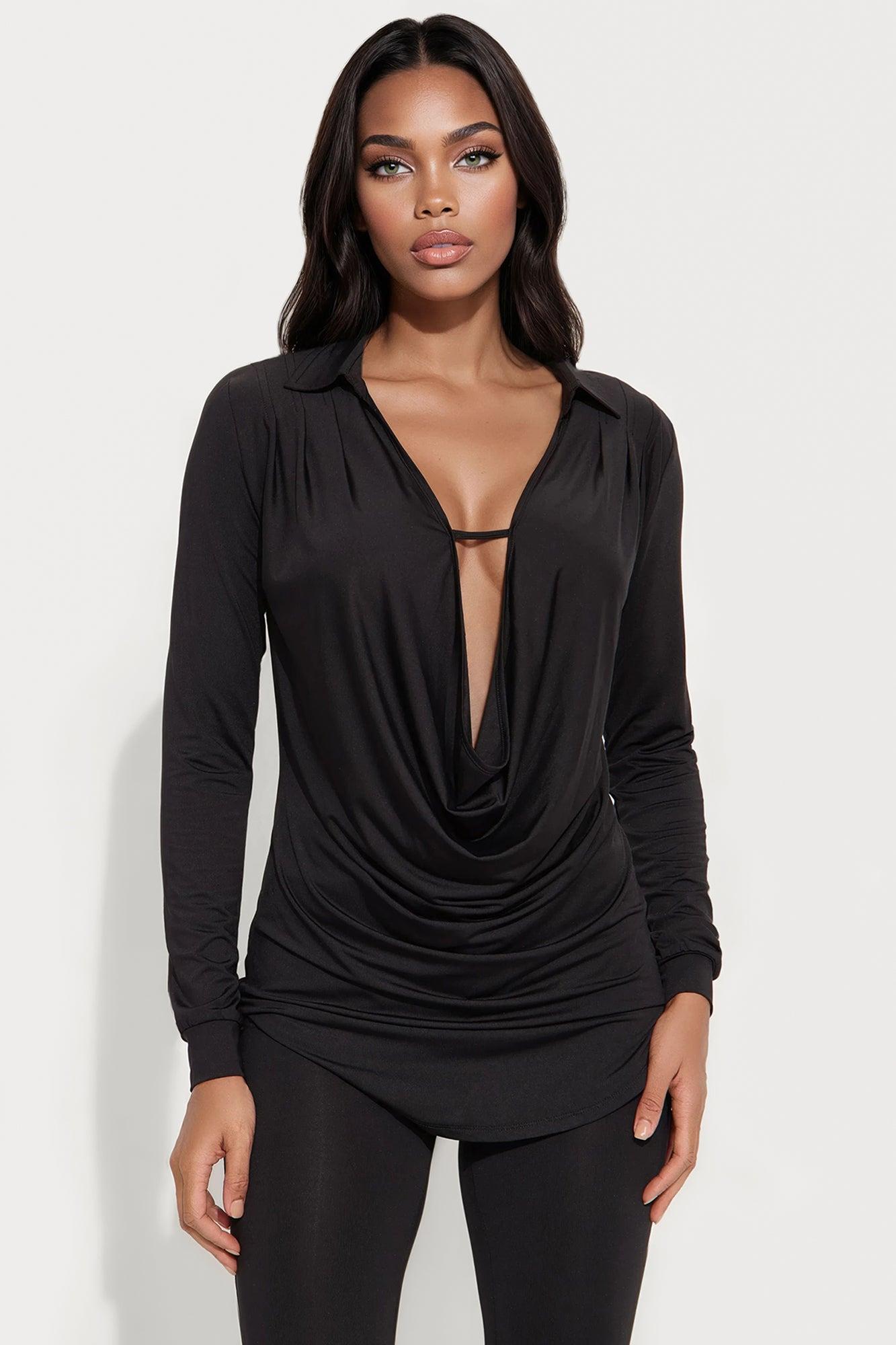 Monique Cowl Neck Legging Set - Black Female Product Image