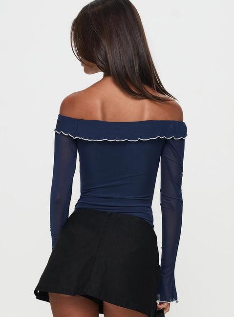 Arsema Off The Shoulder Bodysuit Navy Product Image