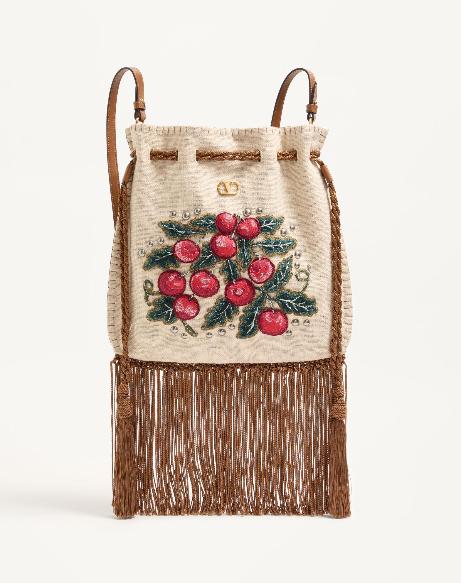 Valentino Garavani Nellcôte Alice Embroidered Bag With Fringes Product Image