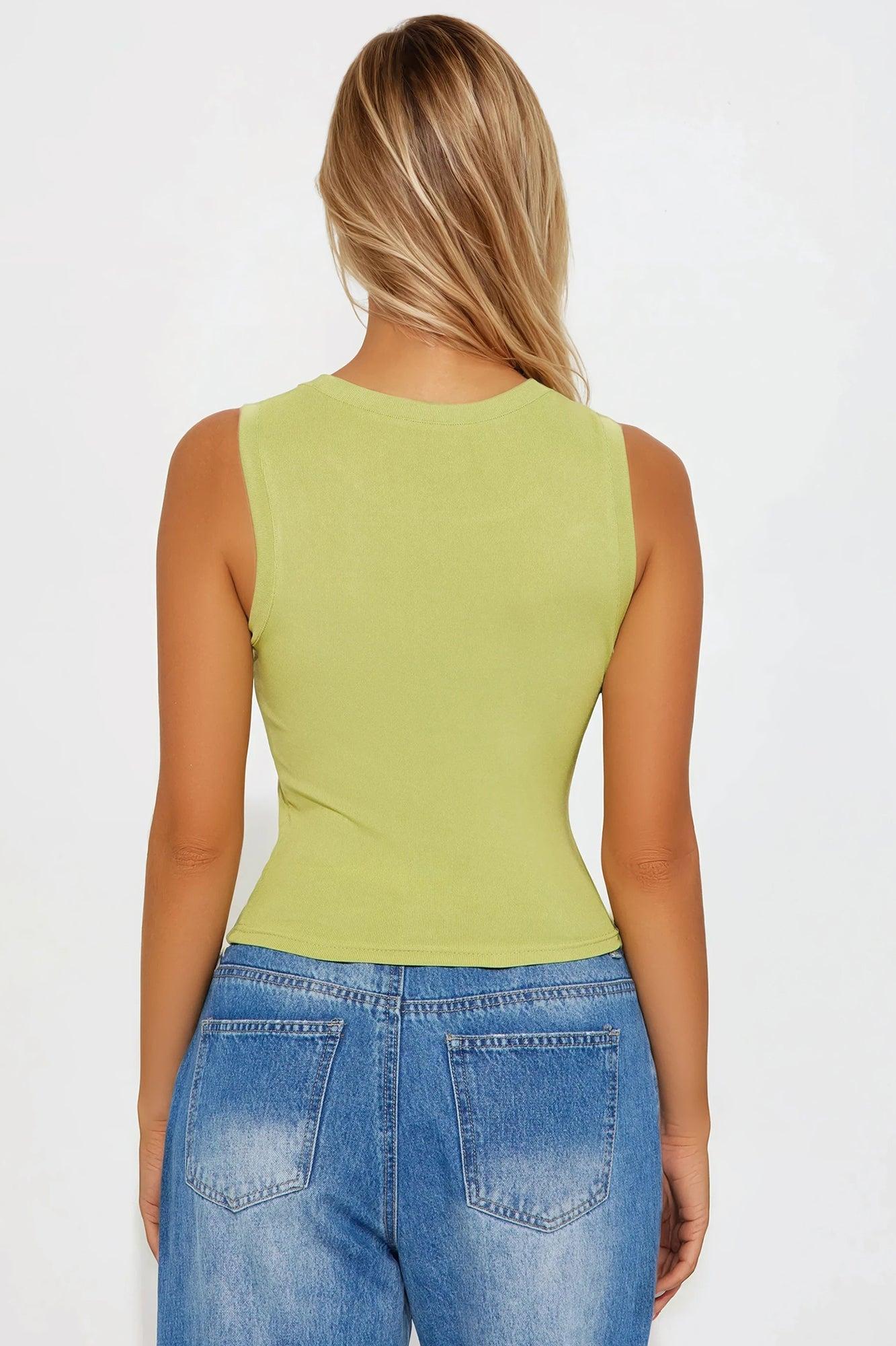 Tamira Asymmetrical Mesh Top - Chartreuse Product Image