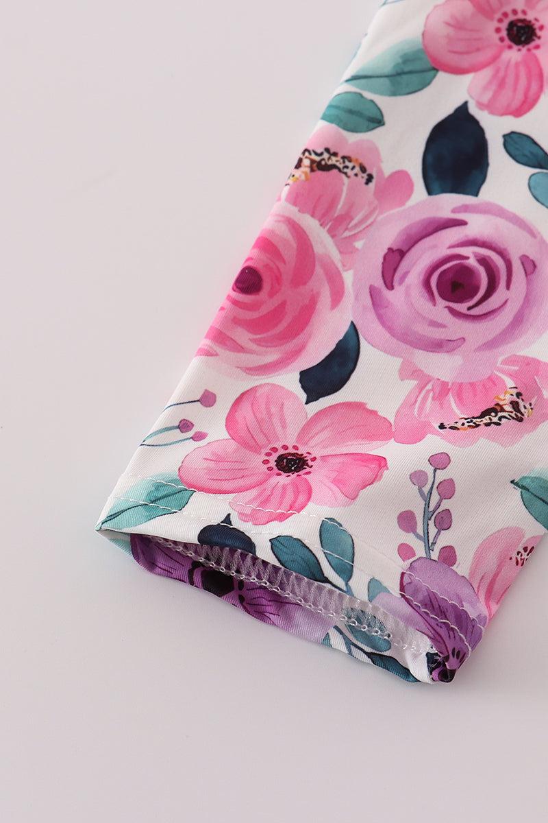 Purple floral swiss dot leotard Product Image