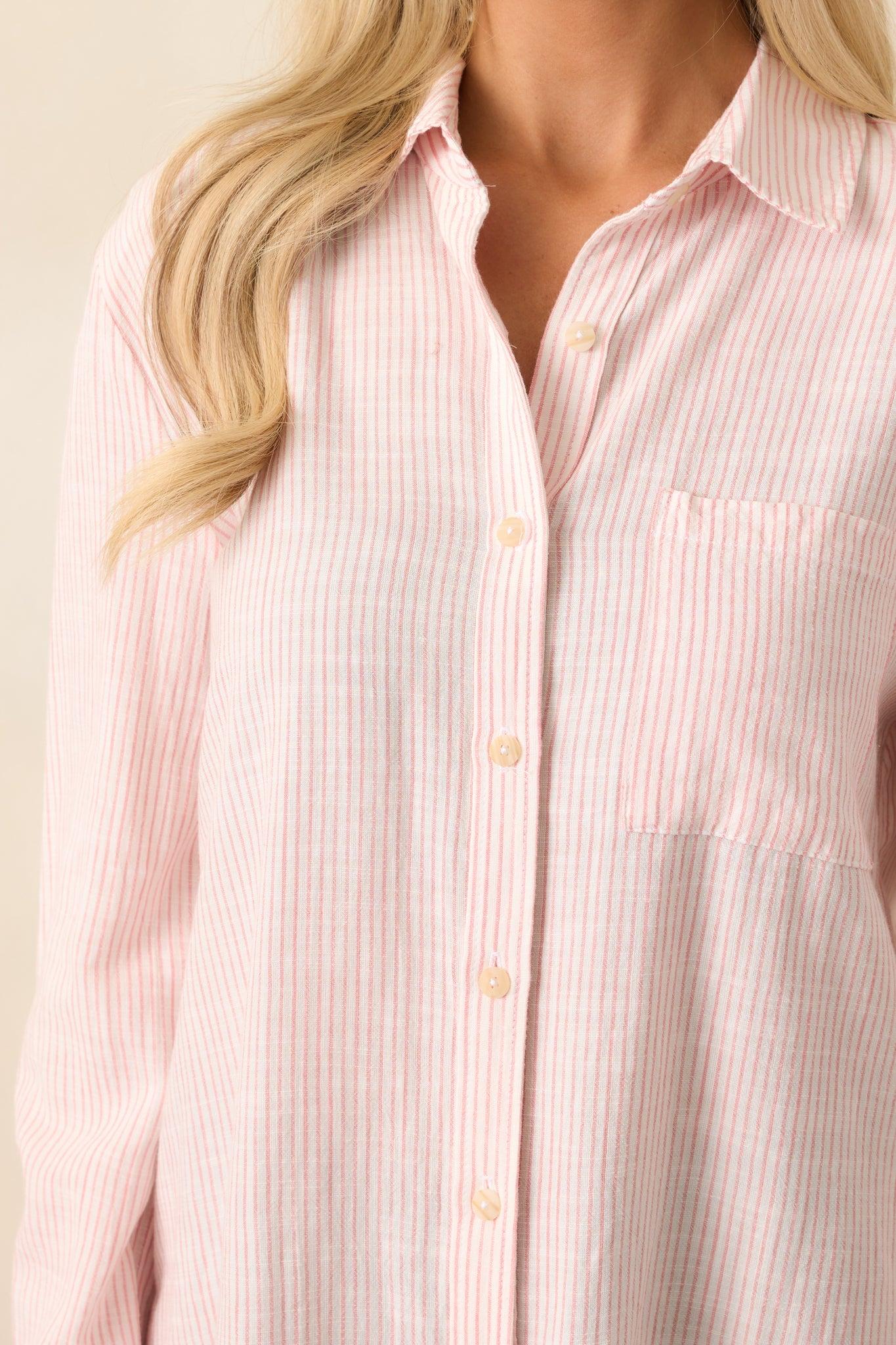 Brighter Days Pink Stripe Button Front Top Product Image