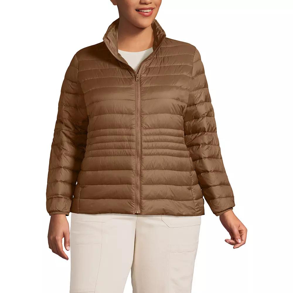 Plus Size Lands' End Wanderweight Packable Down Jacket, Women's, Size: 1XL, Light Carob Product Image