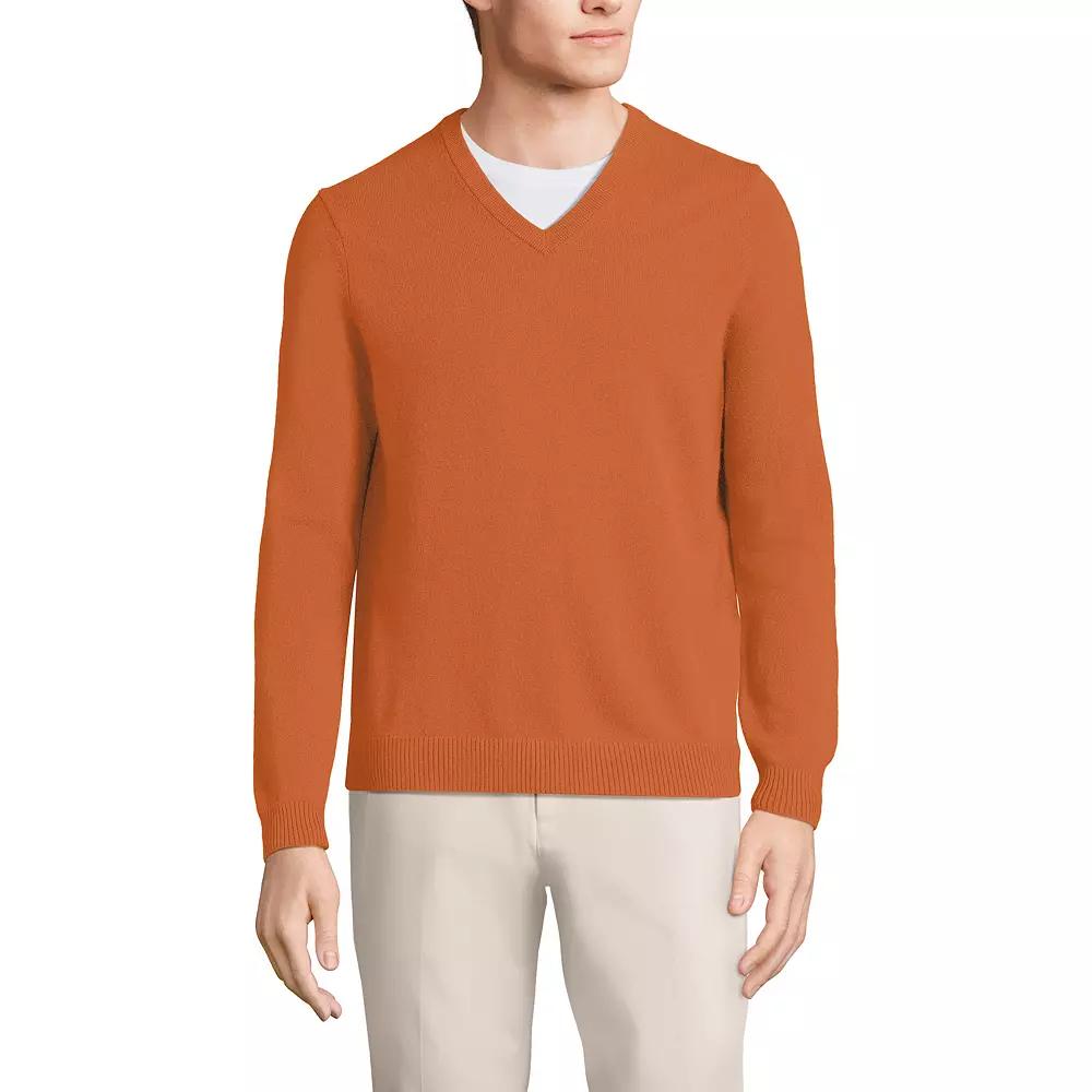 Men's Lands' End Fine-Gauge Cashmere V-neck Sweater,  Product Image