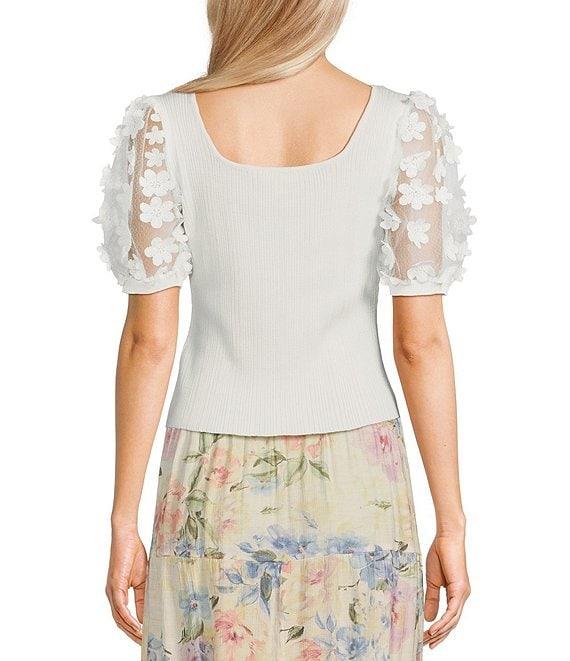 I.N. San Francisco Square Neck Short Floral Sleeve Top Product Image