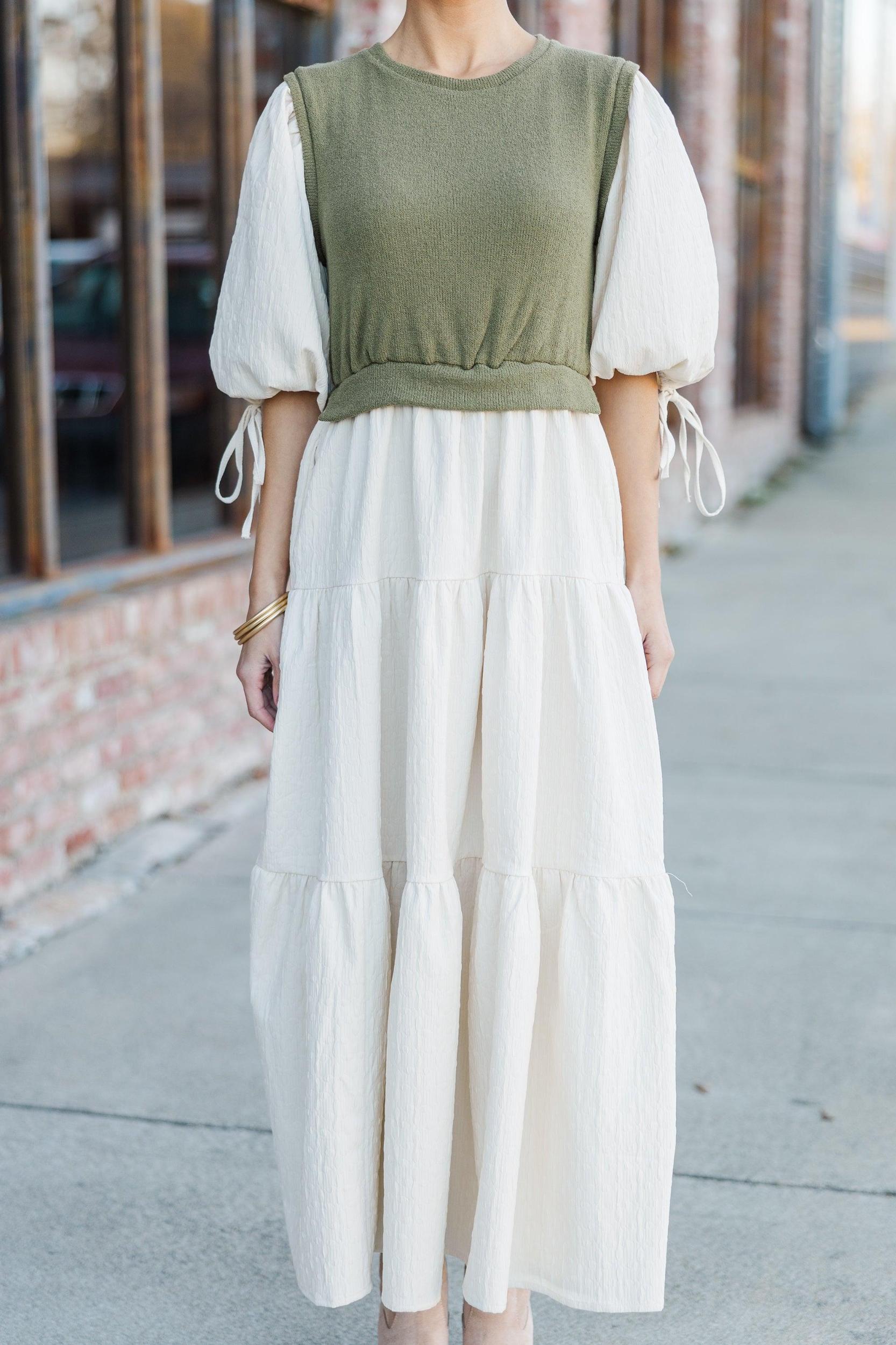 Out For Fun Sand Textured Midi Dress Female Product Image