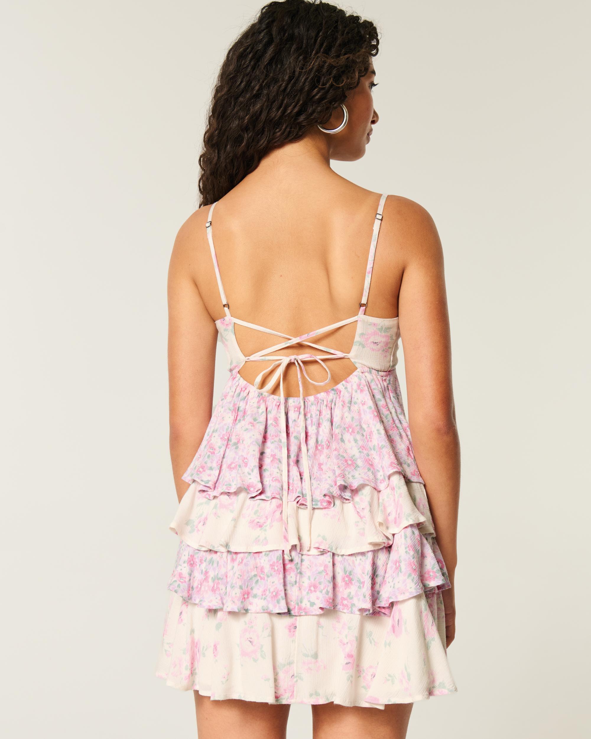 V-Neck Ruffled Tier Babydoll Mini Dress Product Image