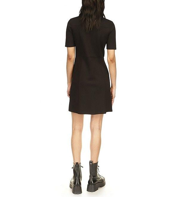 Michael Kors Ponte Short Sleeve Collared Utility Mini Dress Product Image