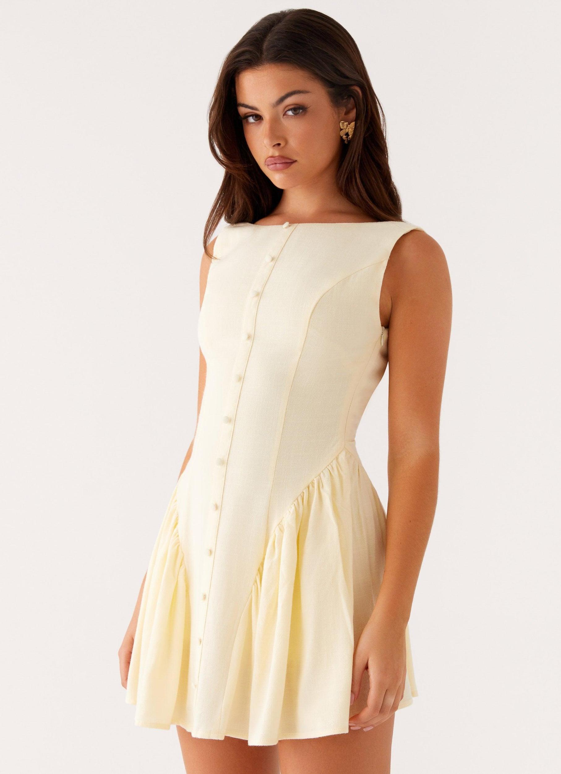 Margo Mini Dress - Pale Yellow Product Image
