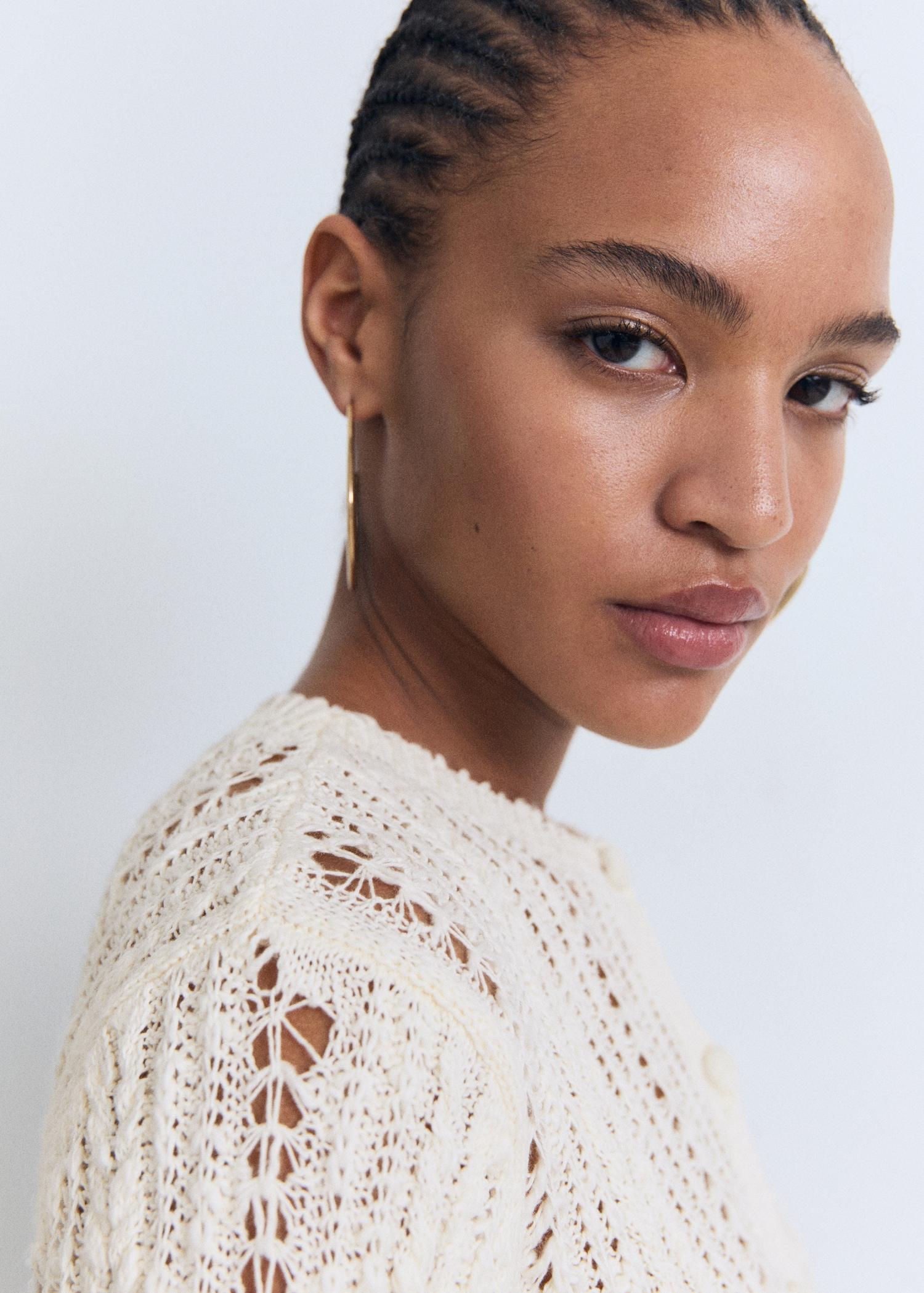 Openwork knit cardigan - Women | MANGO USA Product Image