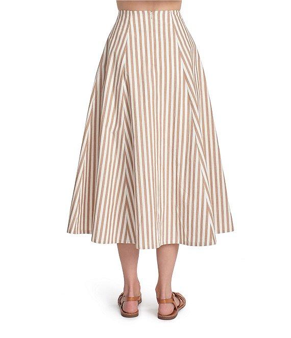 COREY LYNN CALTER Scout Coordinating Woven Stripe Print Full A-Line Midi Skirt Product Image