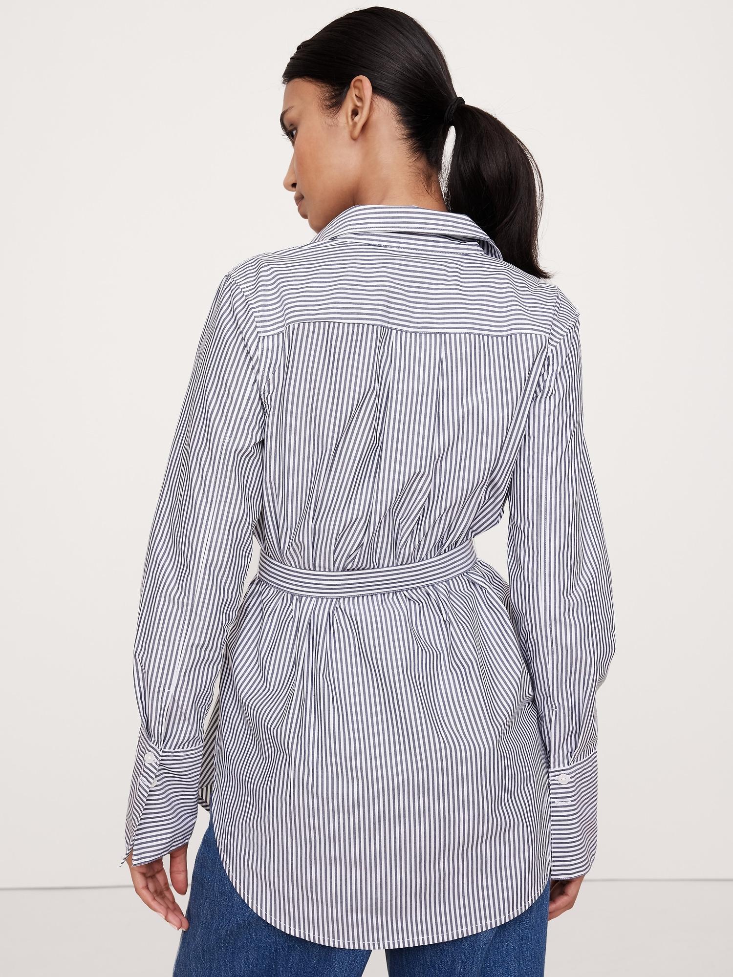 Cotton Poplin Belted Tunic Shirt Product Image