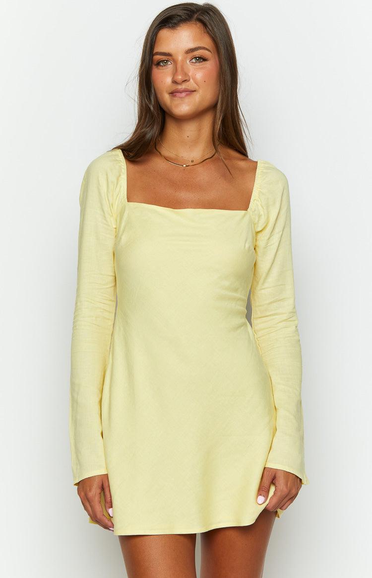 Arna Yellow Long Sleeve Mini Dress Product Image
