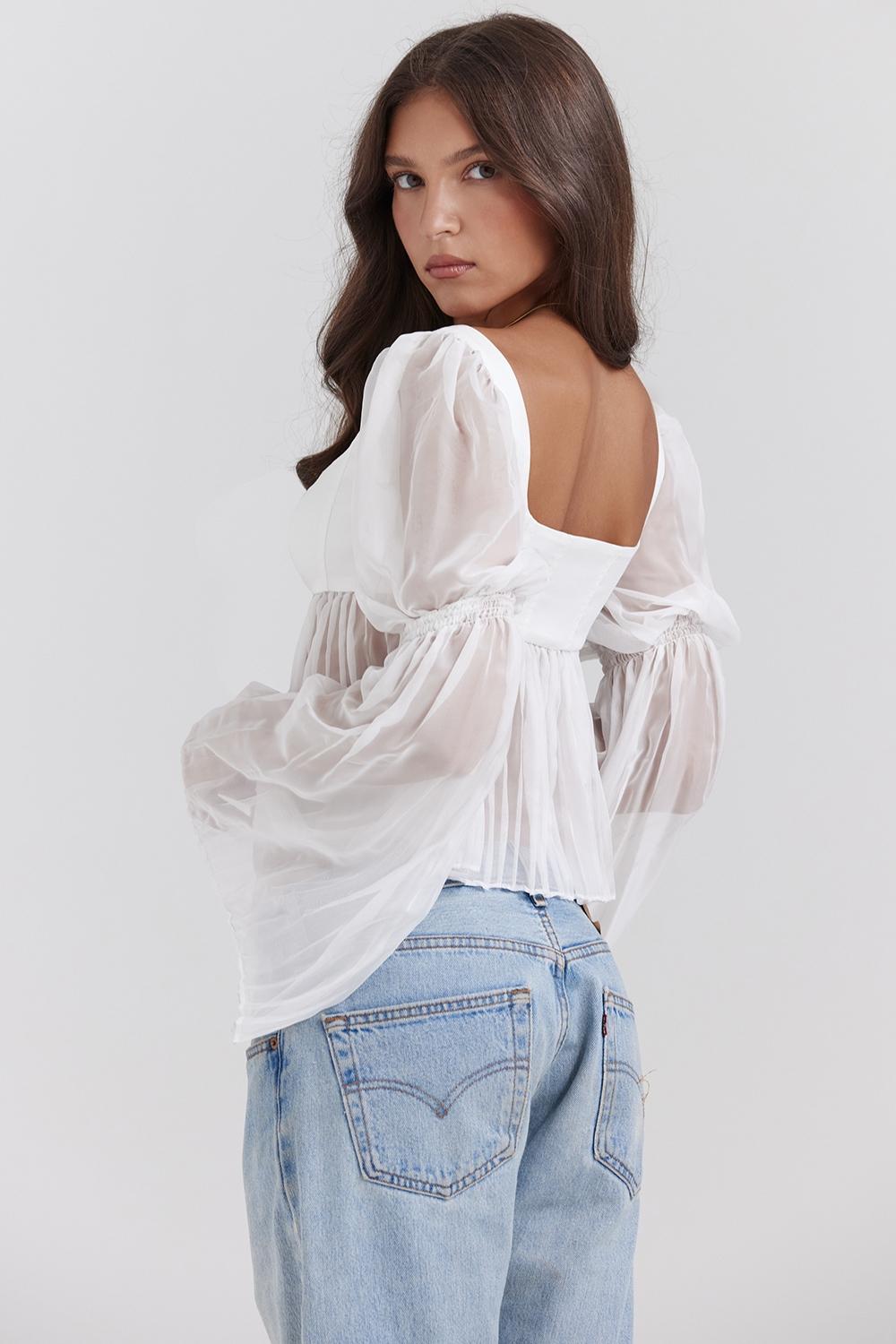 Lucie  white pleated top Product Image