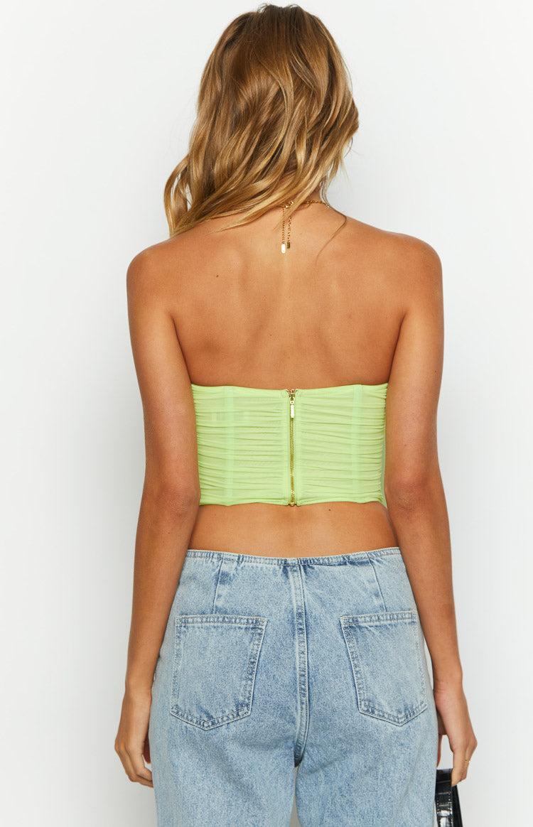 The Electric Green Mesh Strapless Corset Product Image