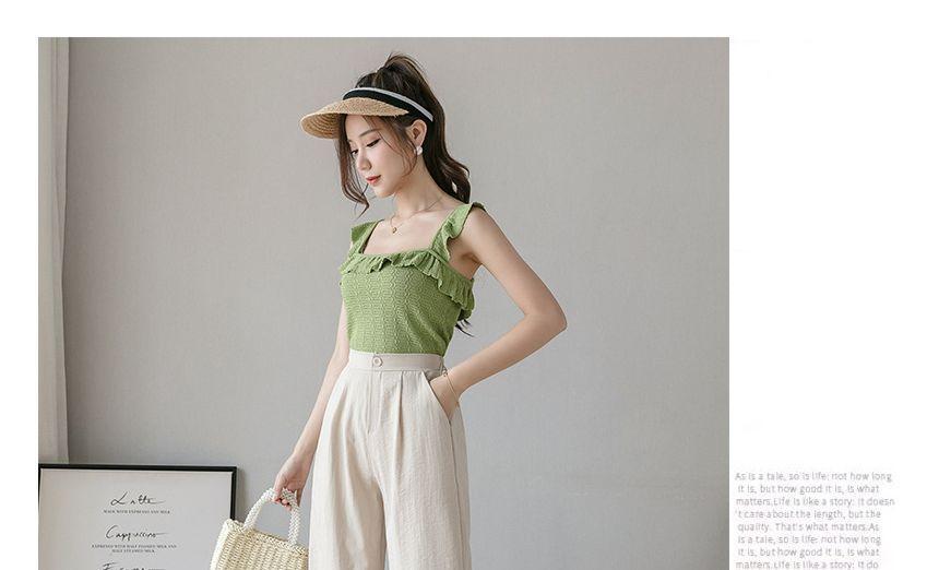 High Waist Plain Wide Leg Pants Product Image