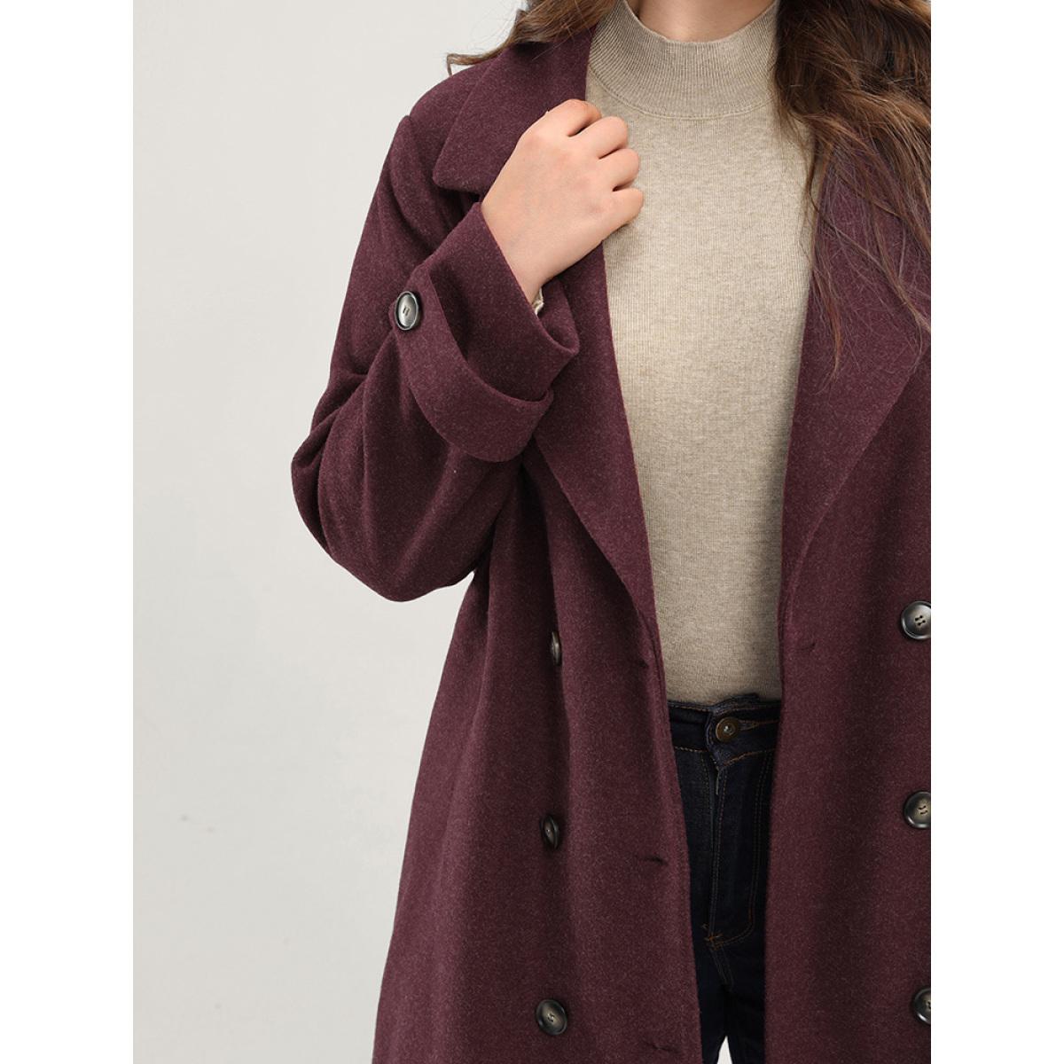 Plus Size Solid Suit Collar Pocket Double Breasted Blazer Women Burgundy Casual Double-Breasted Ladies Dailywear Winter Coats BloomChic 28/5X Product Image