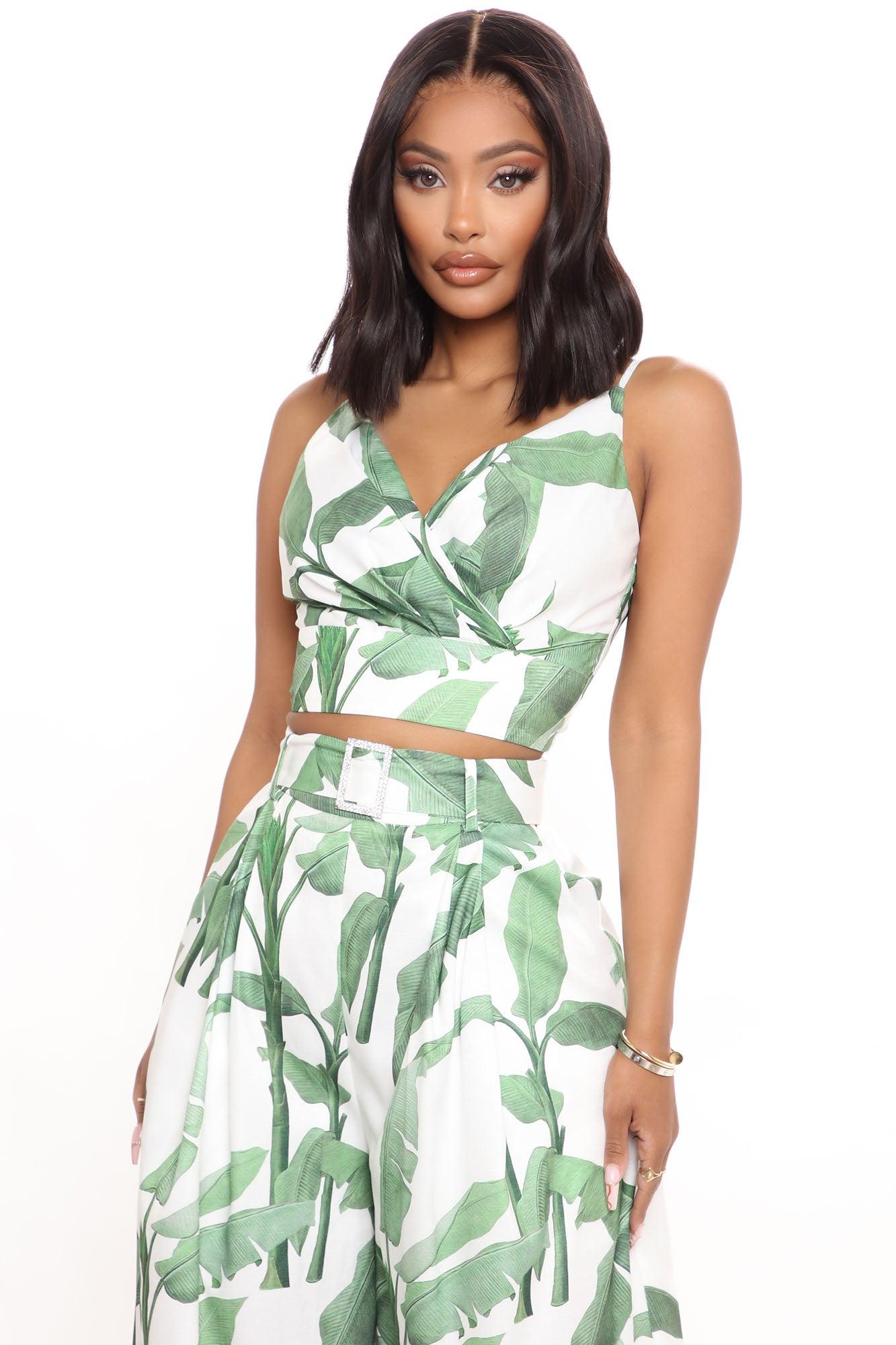Ibiza Nights Tropical Pant Set - Green/combo Product Image