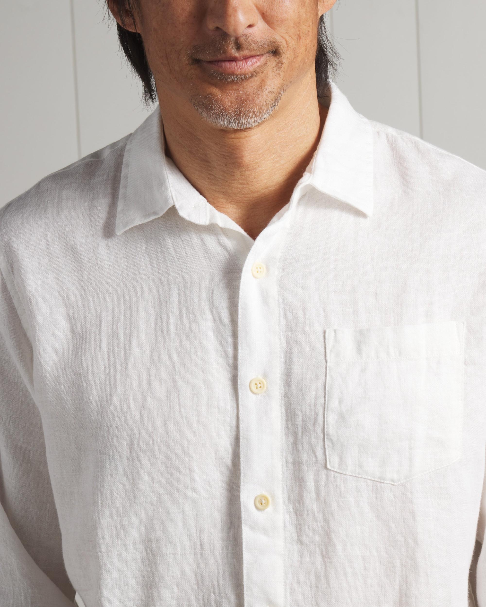 Nantucket Yarn Dyed Linen Shirt - White Product Image