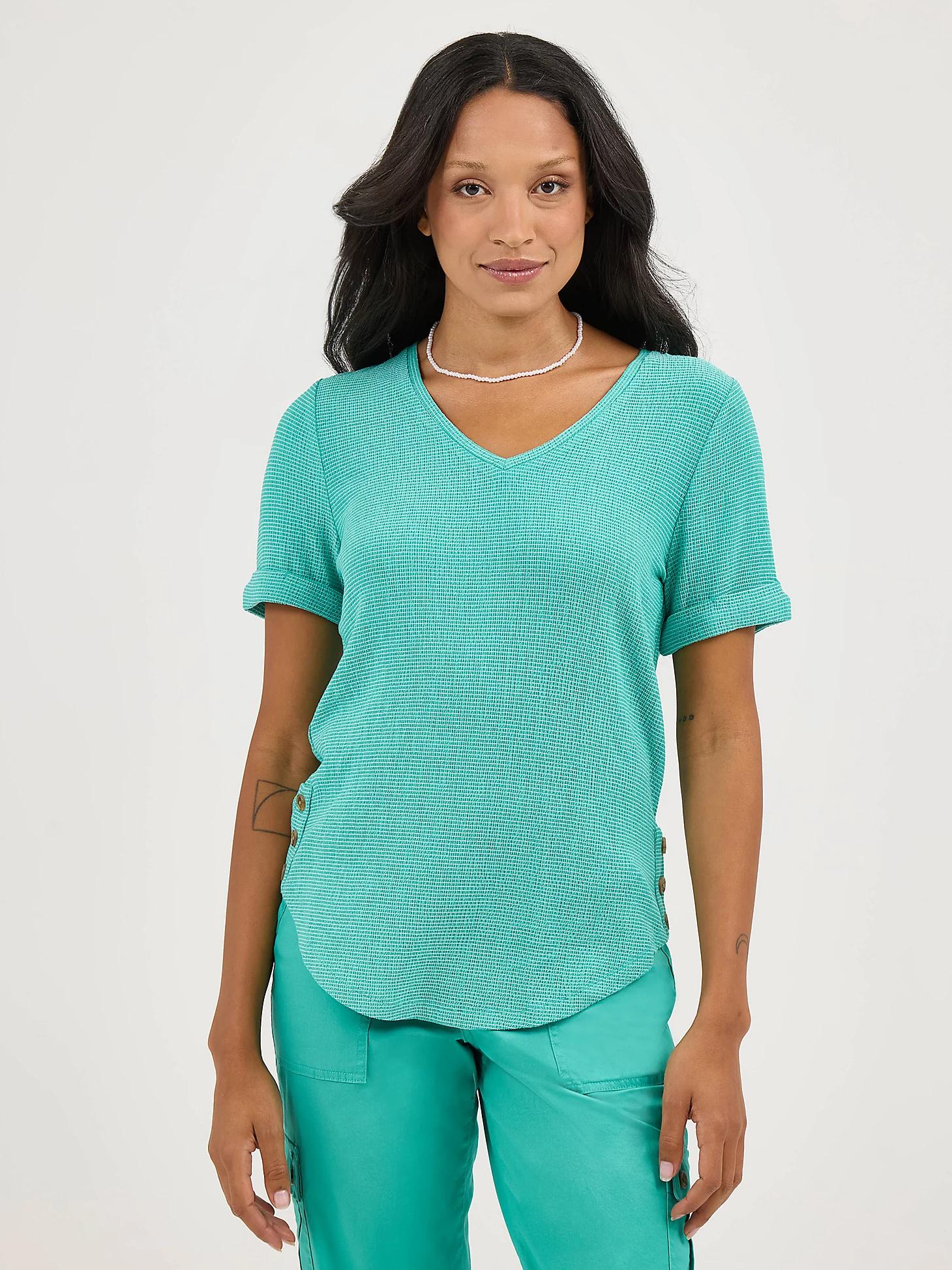 Women's Cuff Sleeve Stripe V-Neck Tee | Women's Tops & Tees | Lee® Product Image