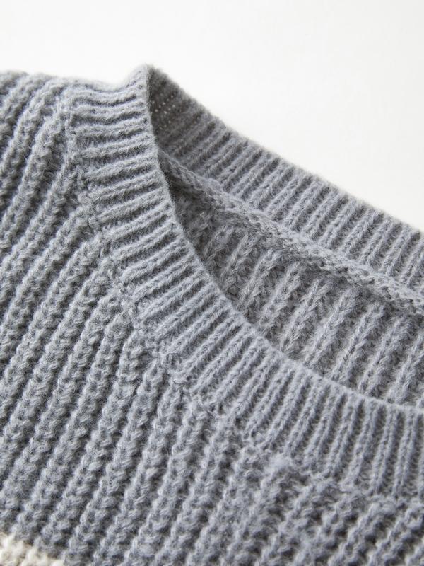 Men's Contrast Color Stripe Cozy Knit Sweatshirt Product Image