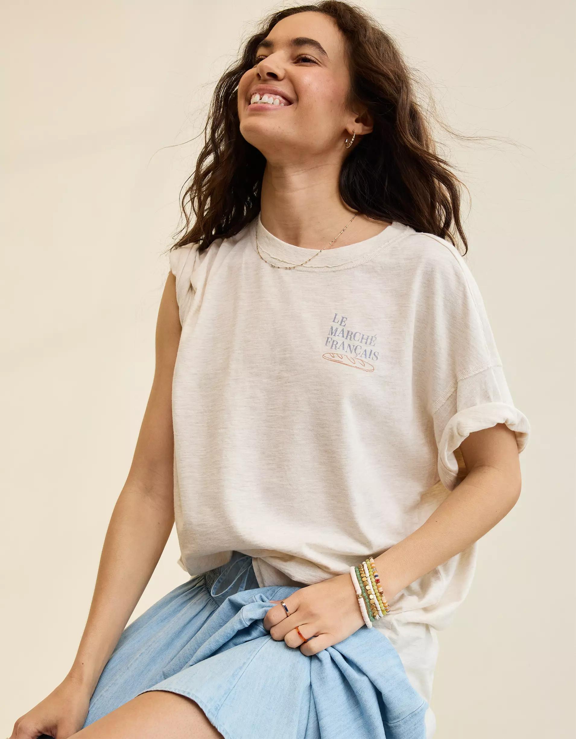 Aerie Crew Oversized Boyfriend T-Shirt Product Image
