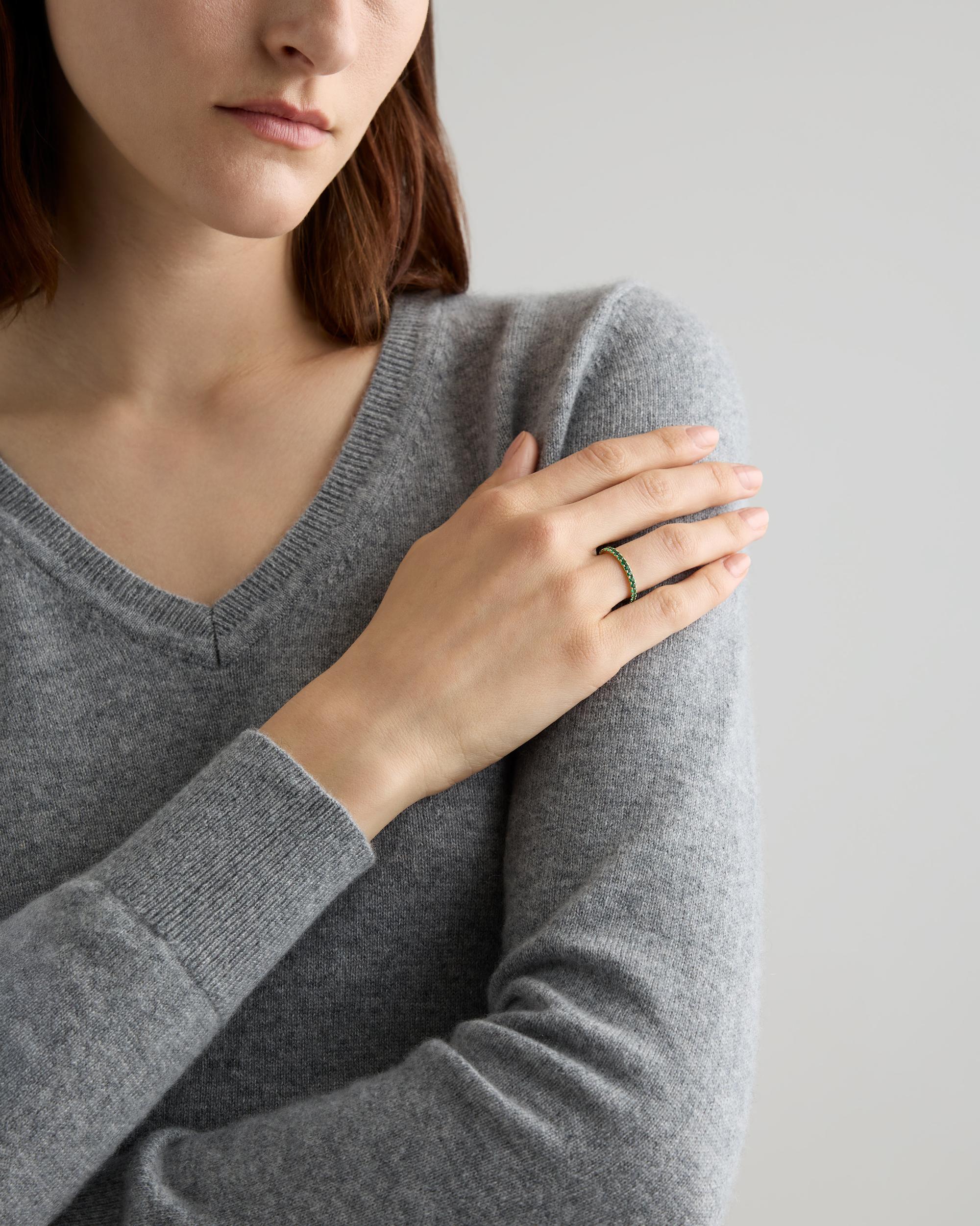 Quince | Women's 14K Gold Gemstone Pave Eternity Band Rings Product Image