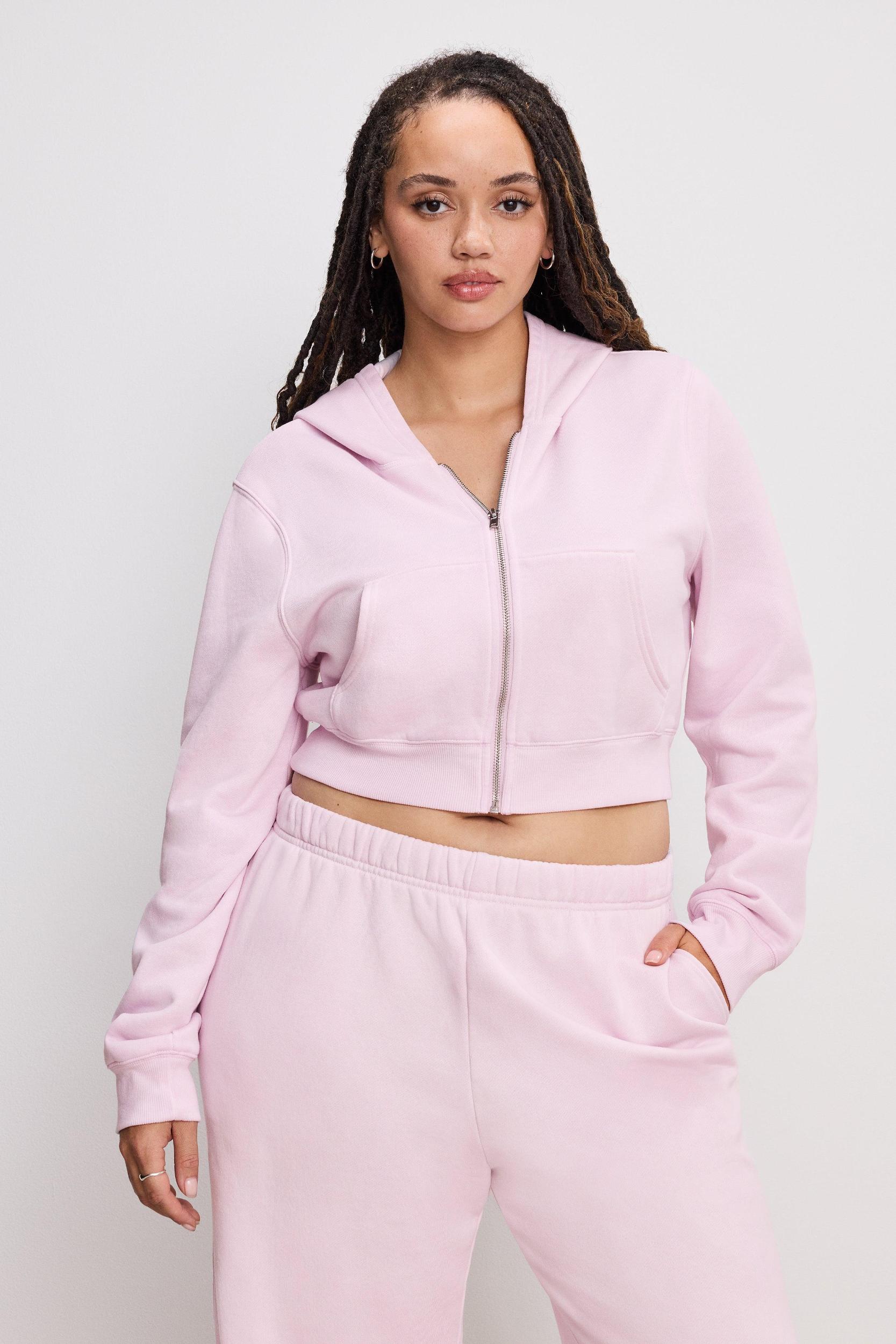 BRUSHED FLEECE ZIP HOODIE | WASHED COTTON CANDY PINK001 Product Image