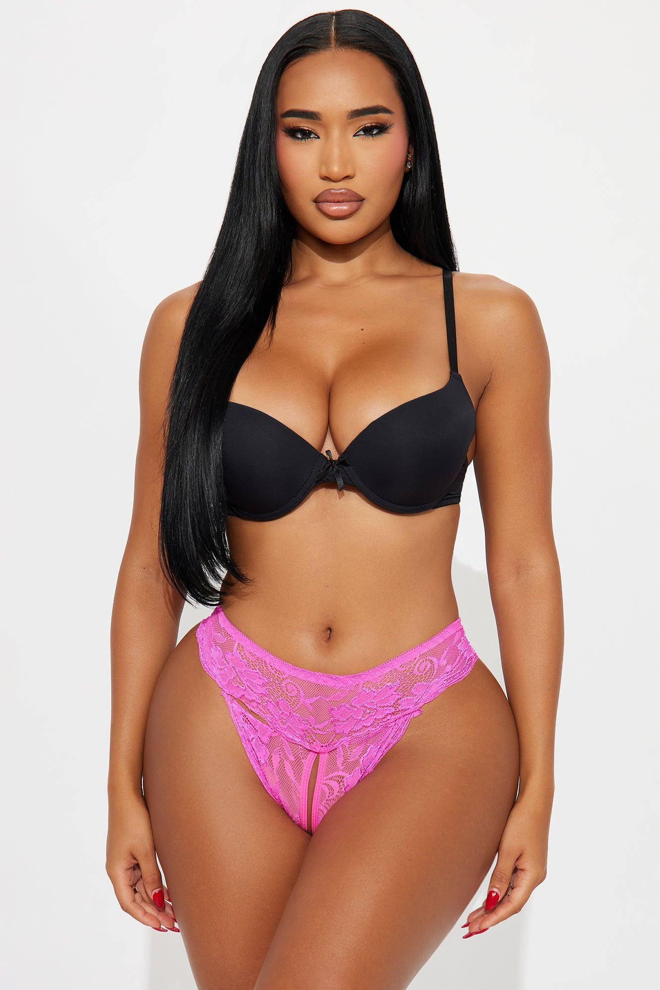 Nikki Lace Crotchless Cheeky Panty - Hot Pink Female Product Image