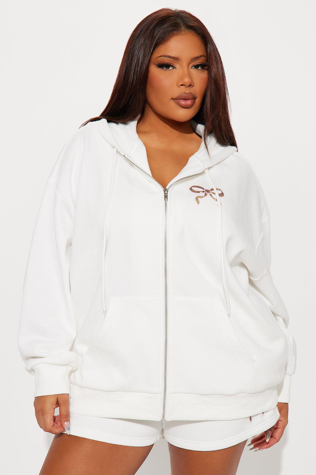 Wellness Club Bow Zip Hoodie - Ivory Female Product Image