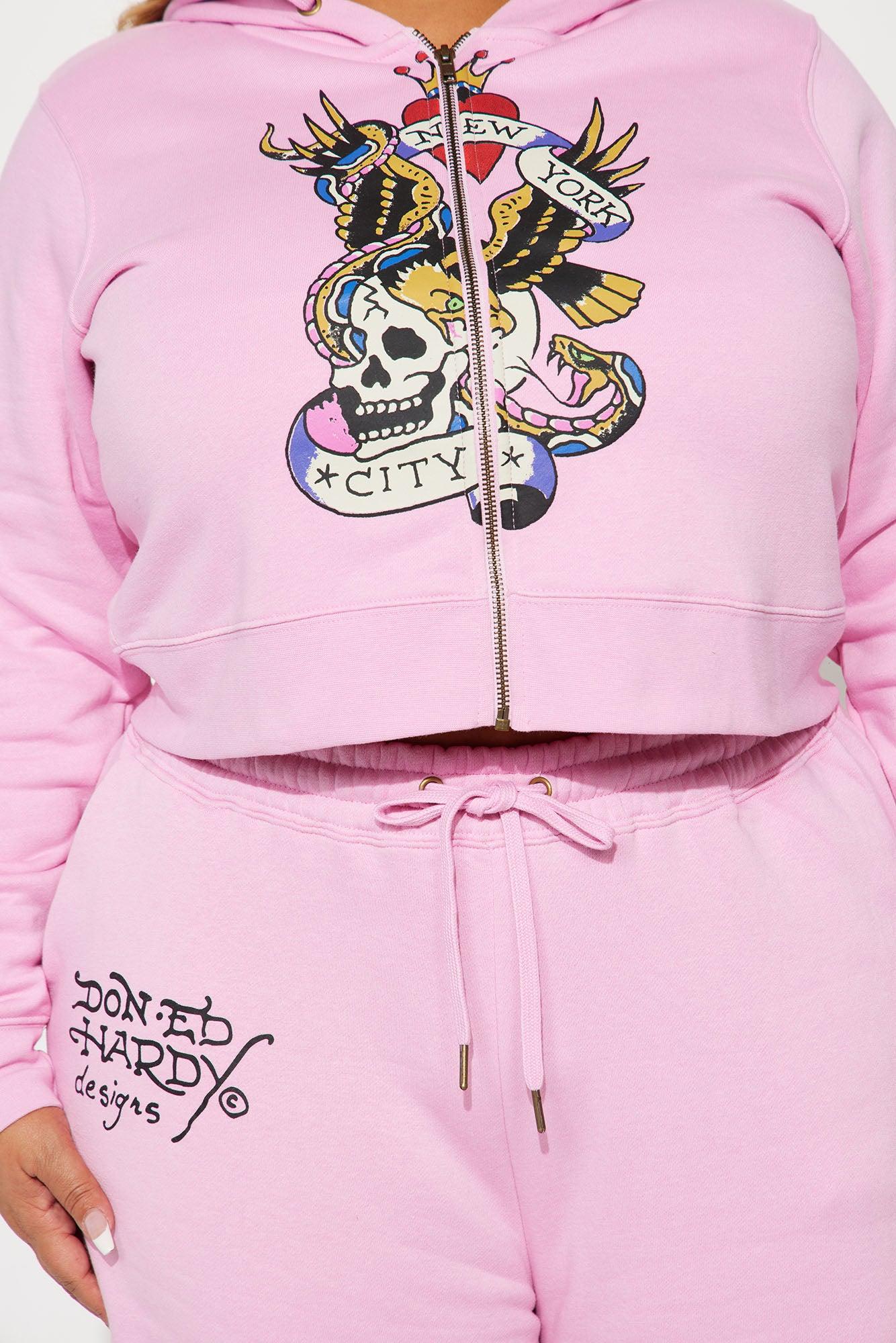 Ed Hardy Flying Skull Pant Set - Pink Product Image