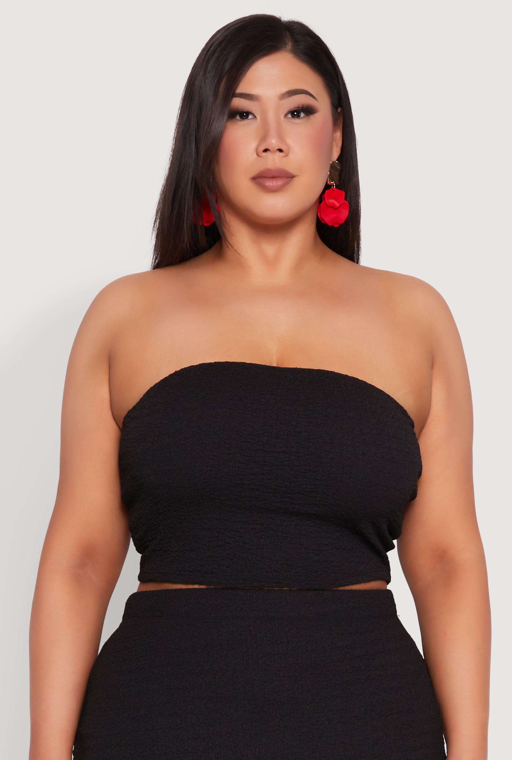 Womens Plus Size Textured Knit Tube Top Product Image