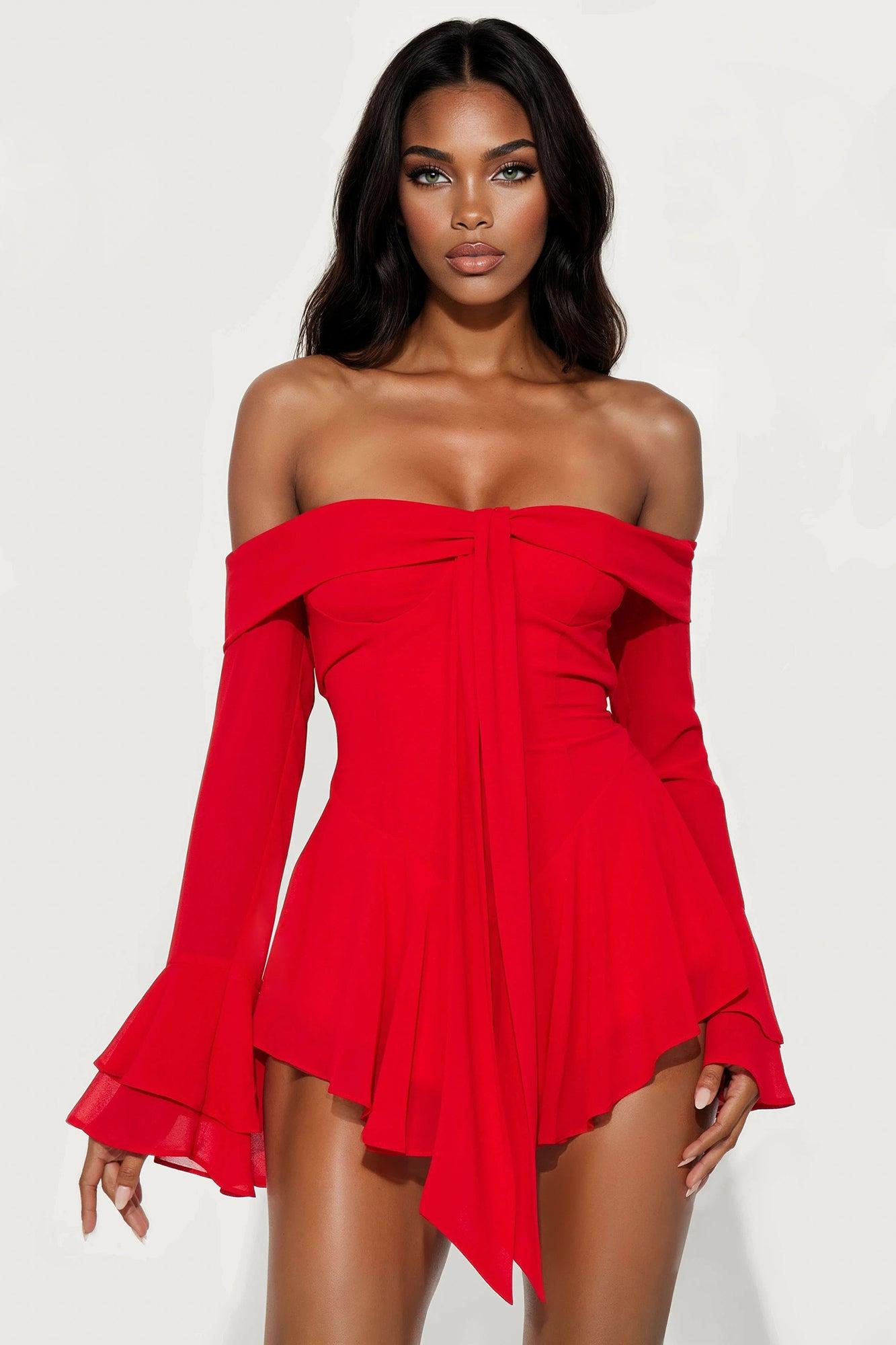 Miranda Micro Mini Dress - Red Female Product Image