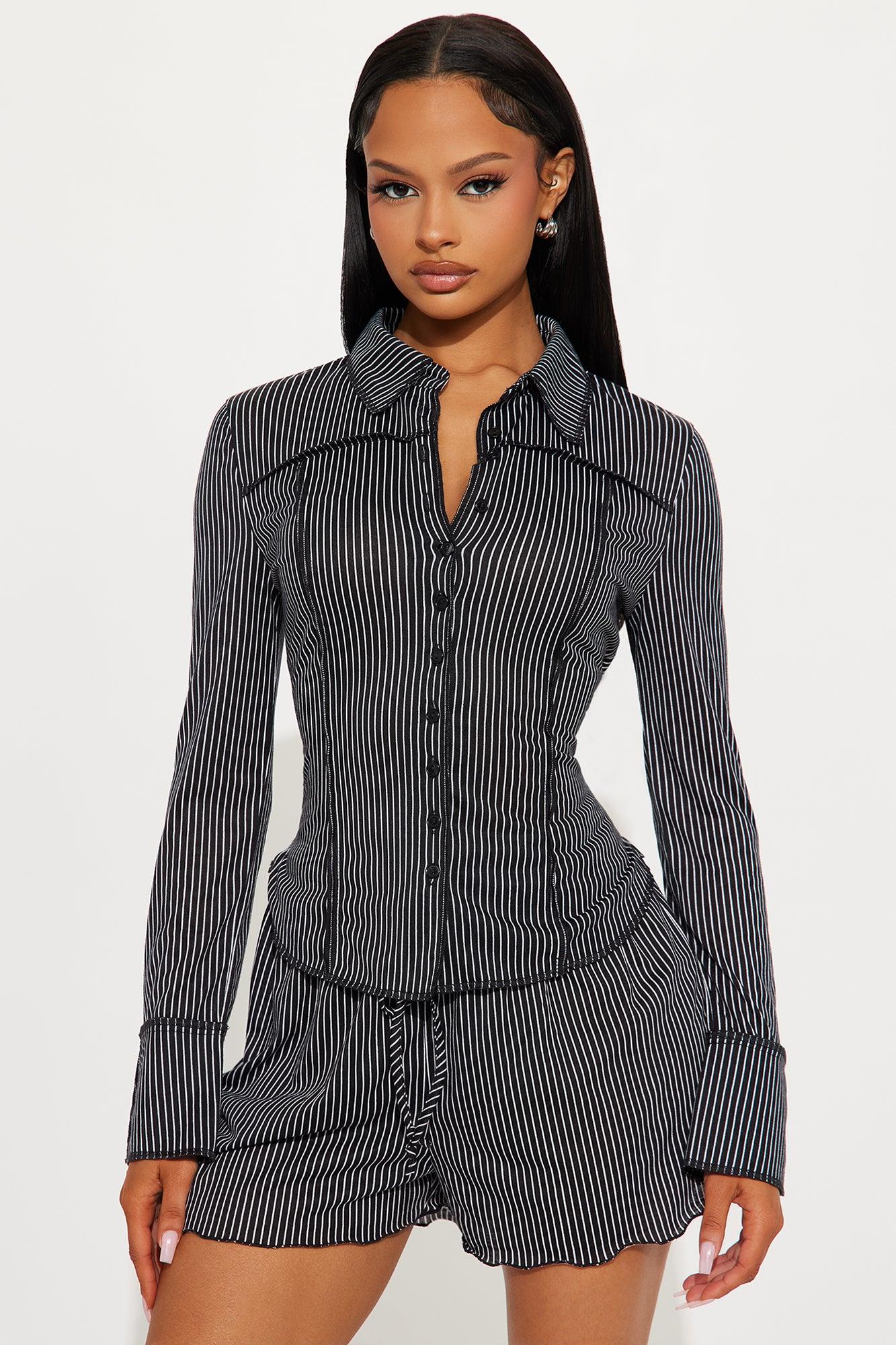 Rory Striped Short Set - Black/combo Product Image