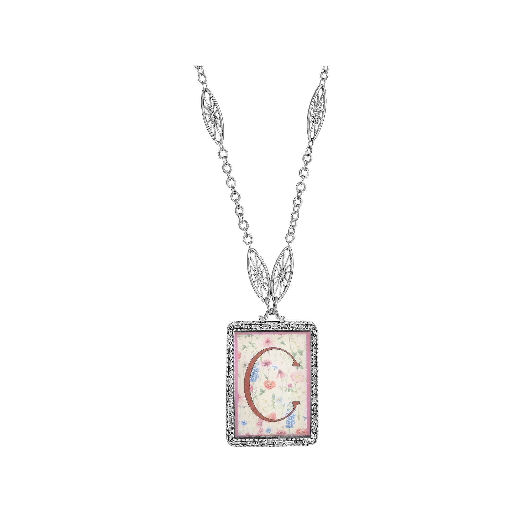 1928 Floral Motif Initial Pendant, Womens, G Product Image