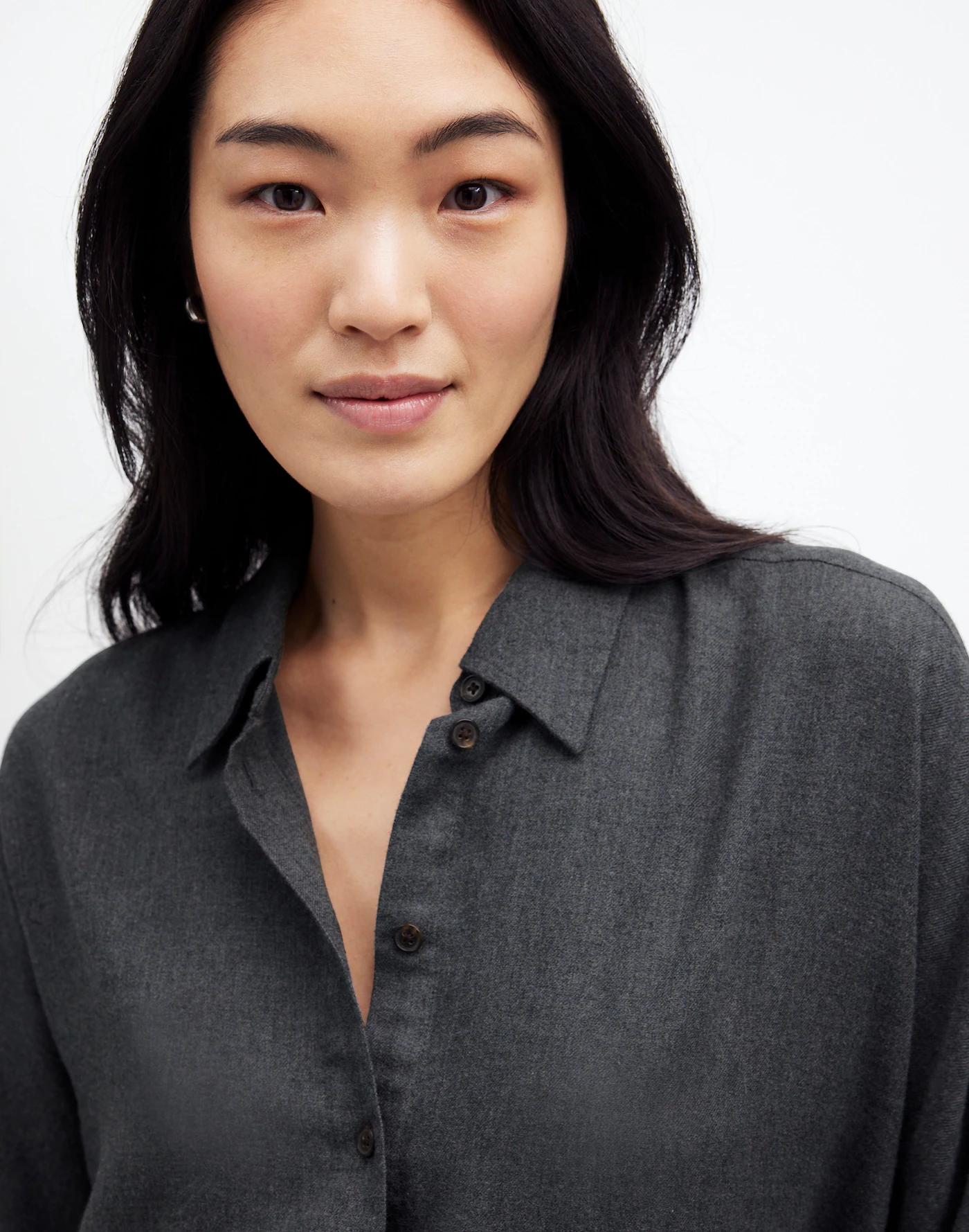 Heathered Flannel Dolman Button-Up Shirt Product Image