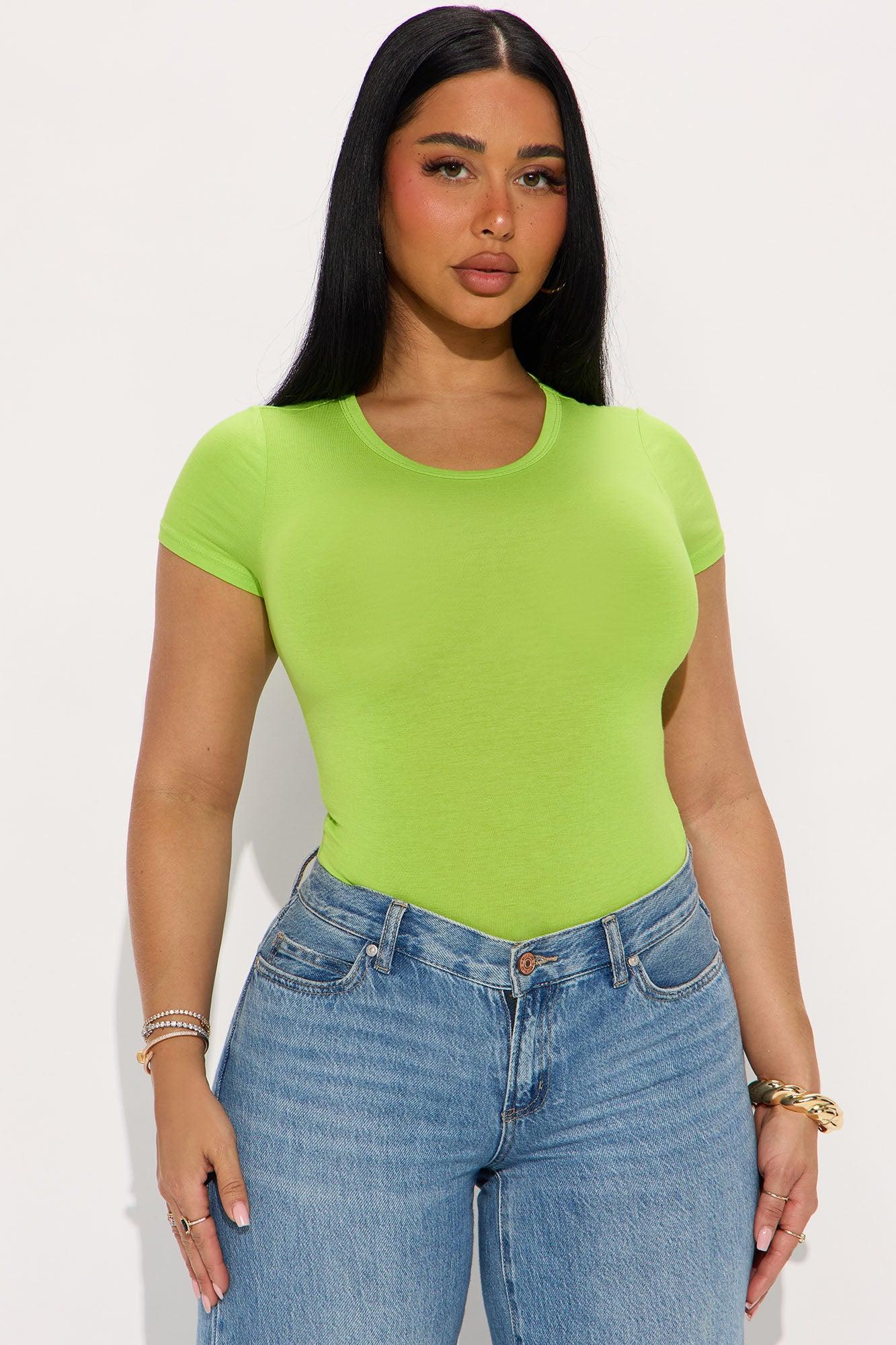 Avianna Short Sleeve Bodysuit - Lime Product Image
