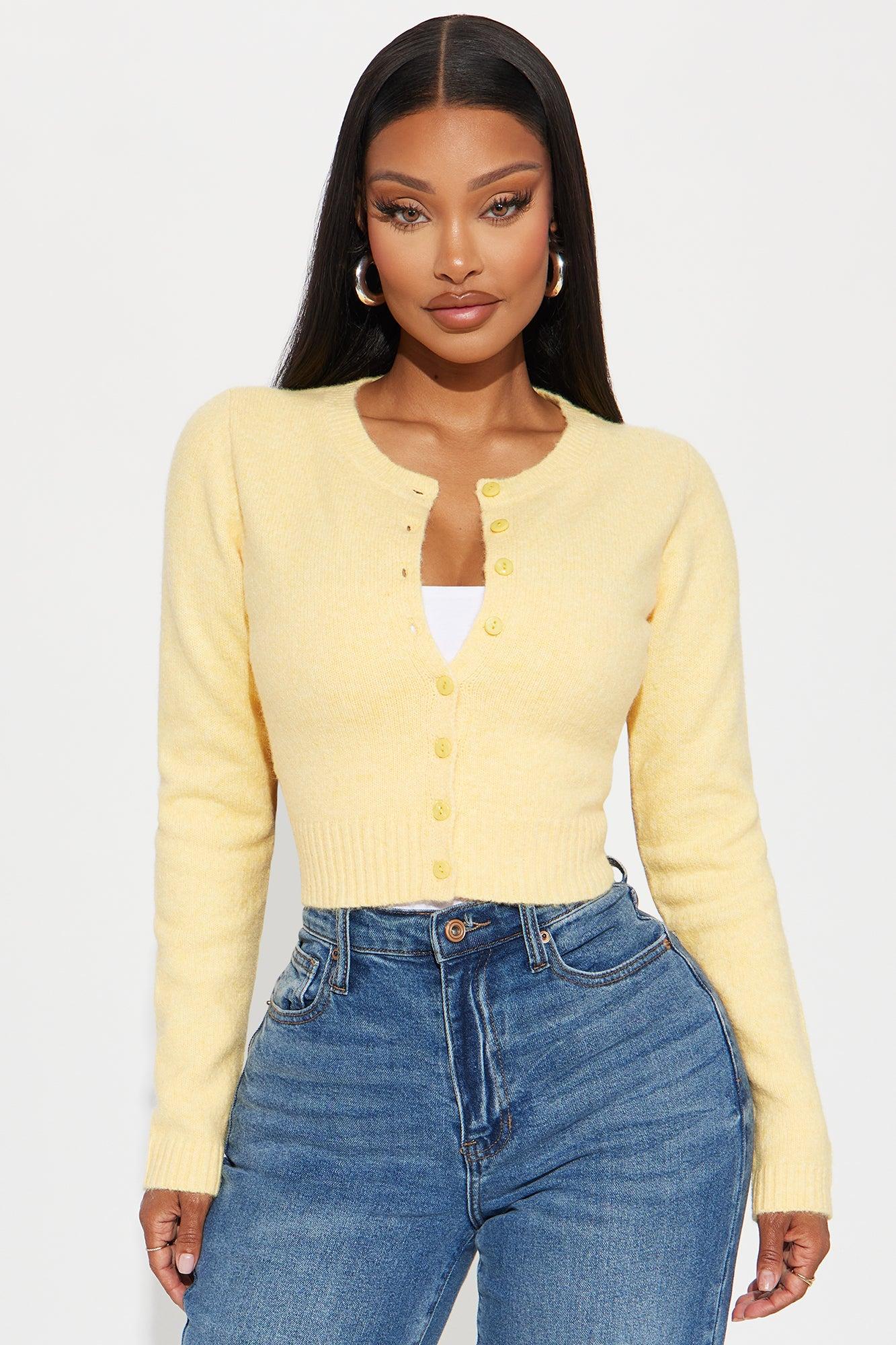 Sweet Sensation Cropped Cardigan - Yellow Product Image