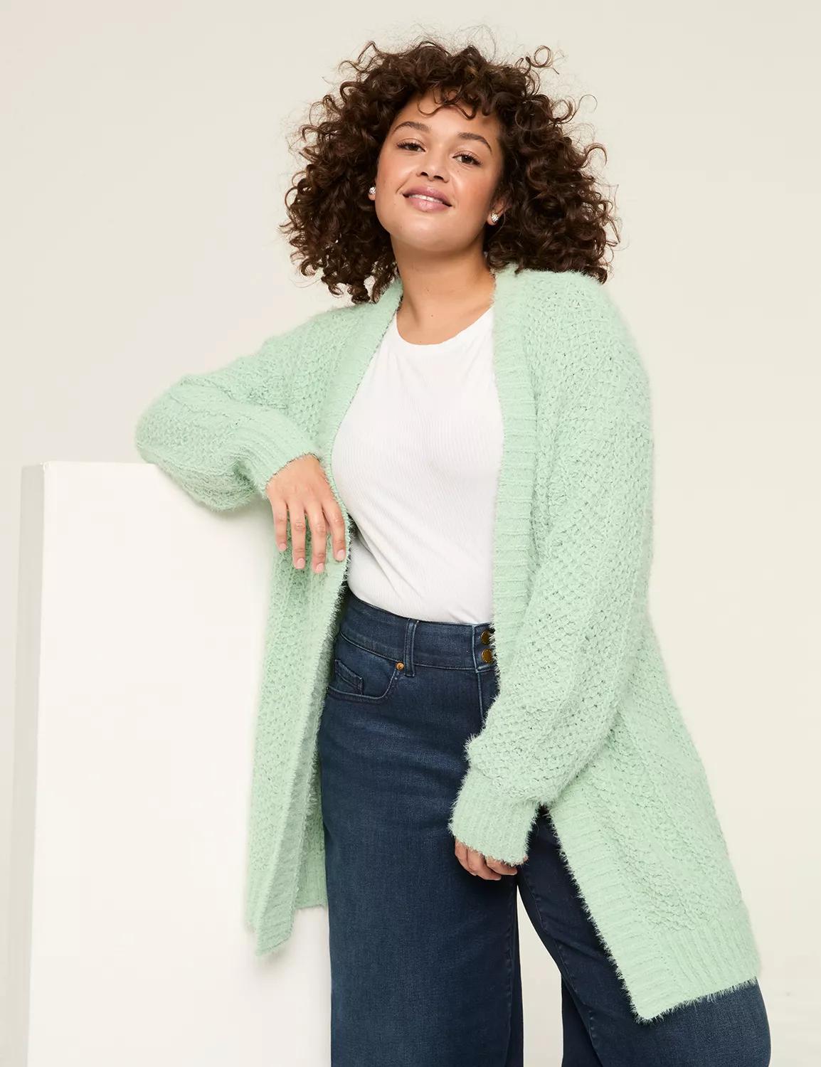 Open-Front Textured Stitch Cardigan Product Image