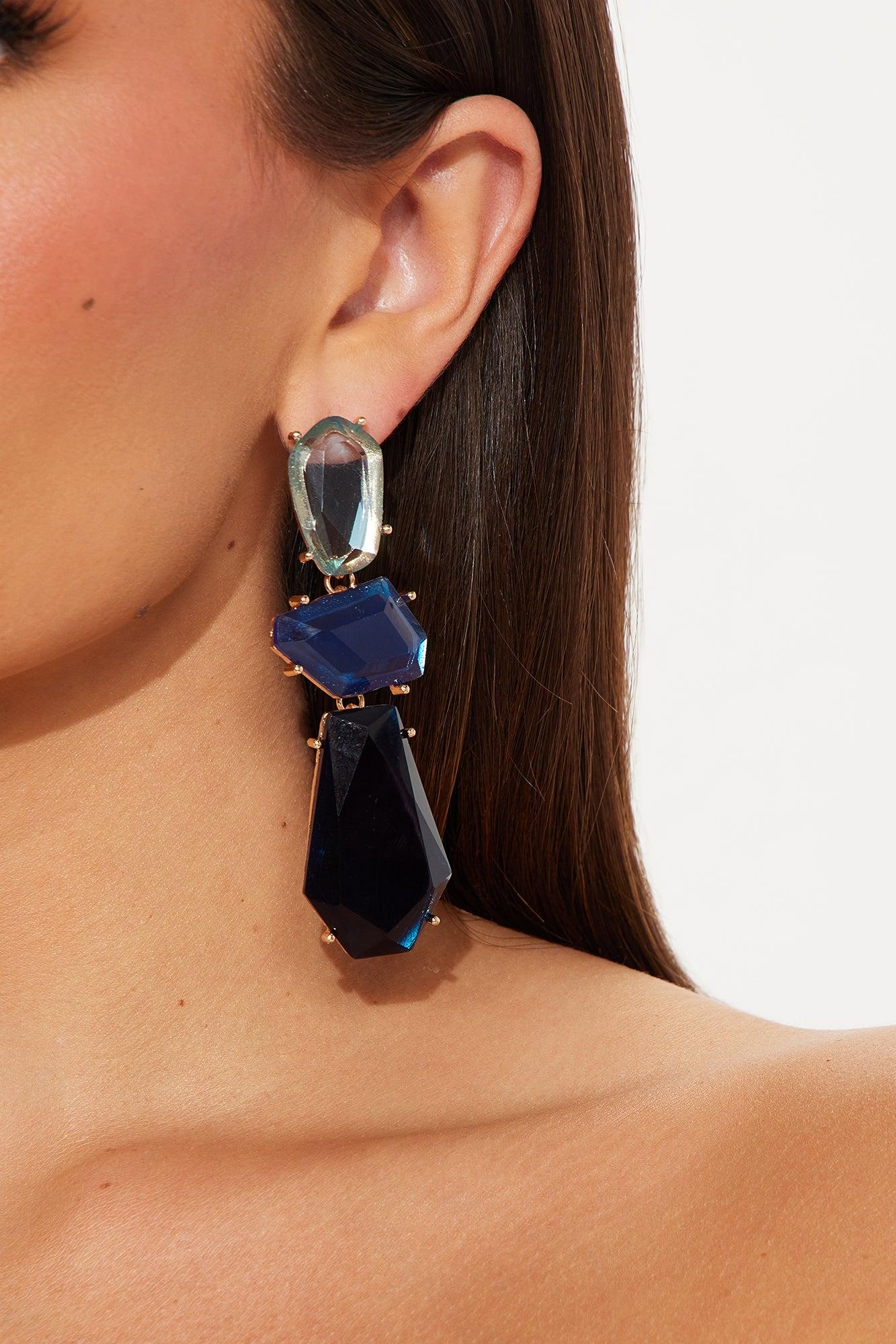 Twilight Sky Statement Drop Earrings - Blue Product Image