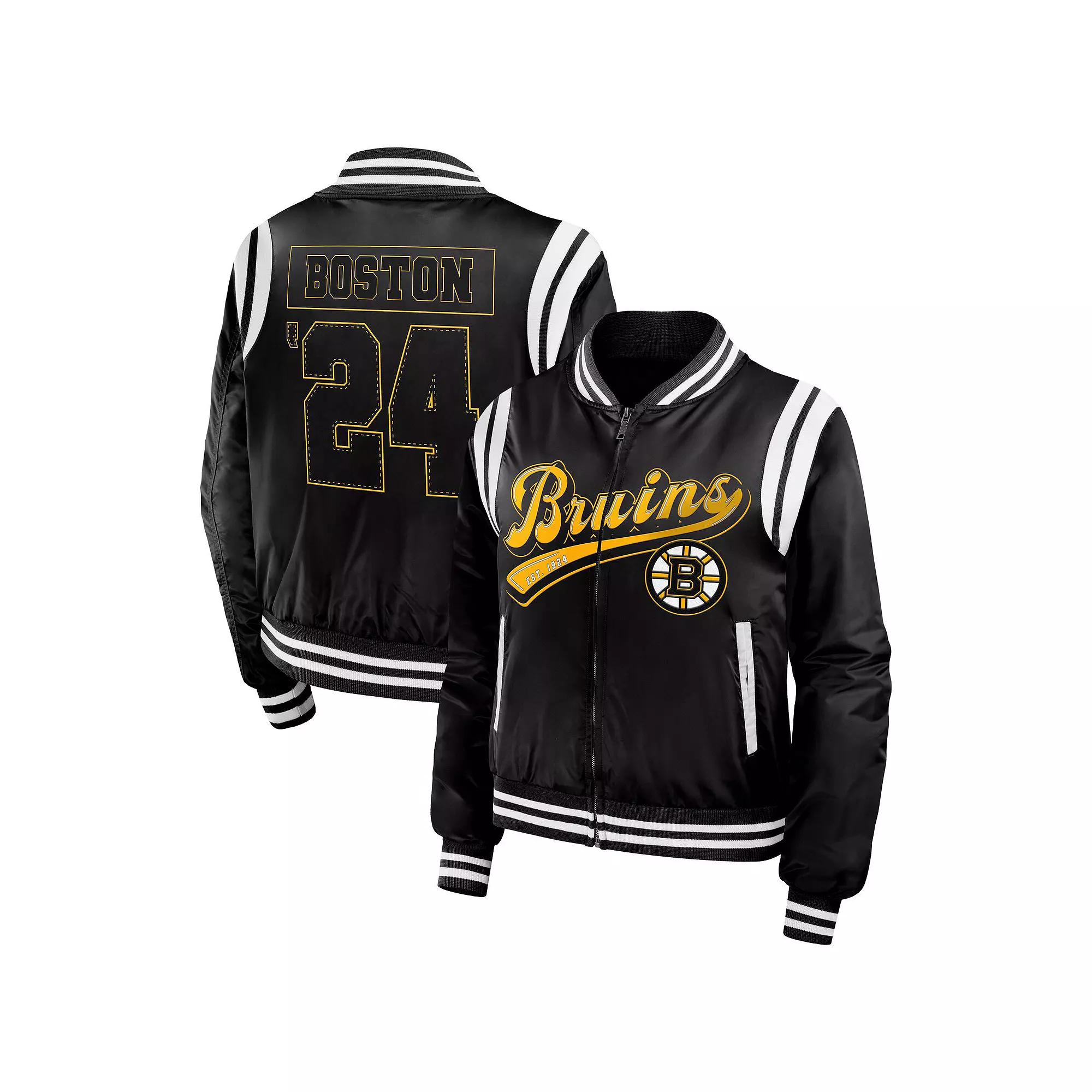Women's WEAR by Erin Andrews Black Boston Bruins Baller Full-Zip Bomber Jacket,  Product Image
