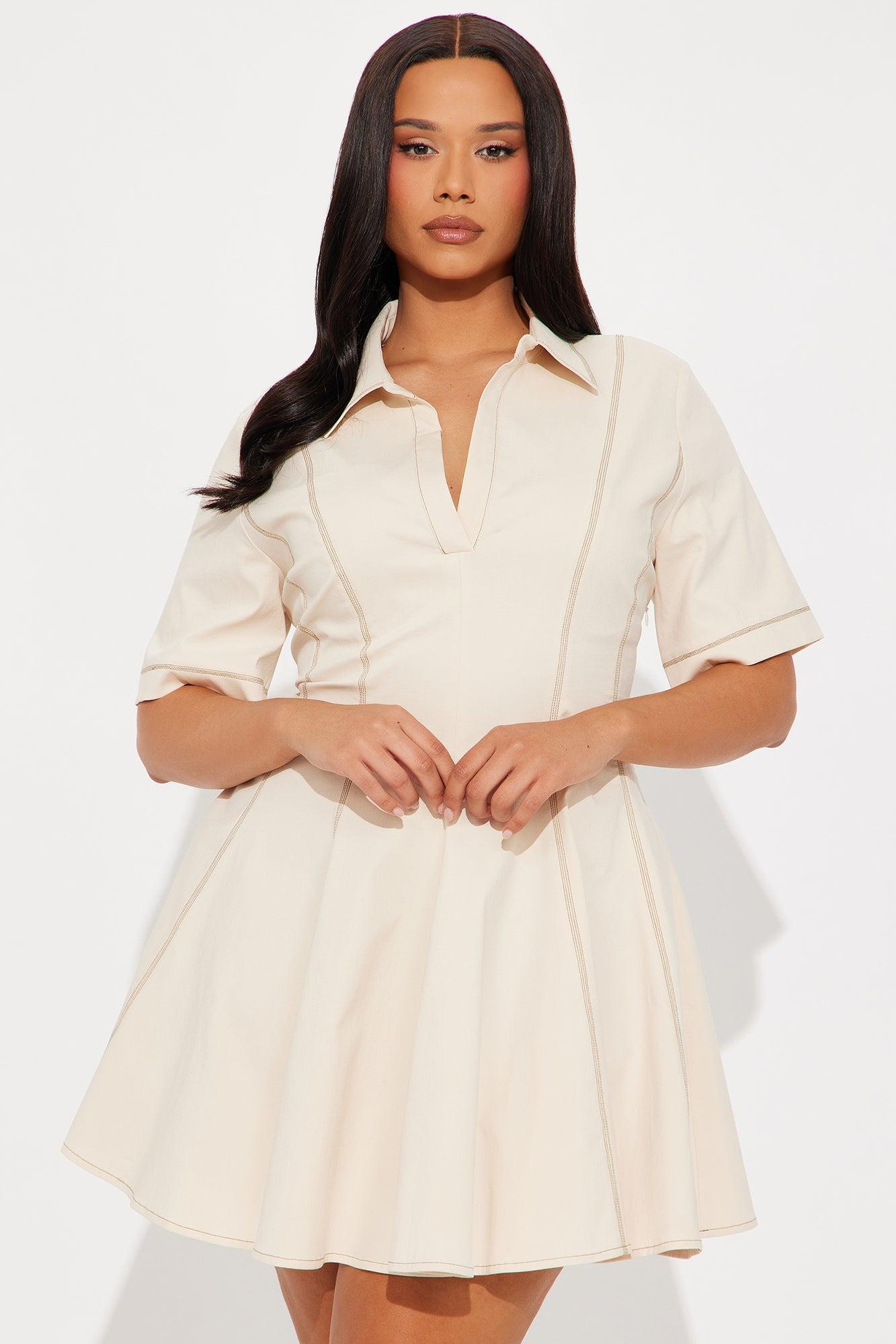Prim Collared Mini Dress - Cream Product Image