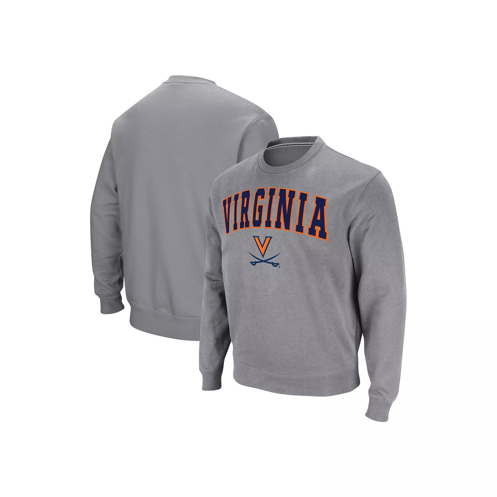 Men's Colosseum Heather Gray Virginia Cavaliers Arch & Logo Pullover Sweatshirt,  Product Image