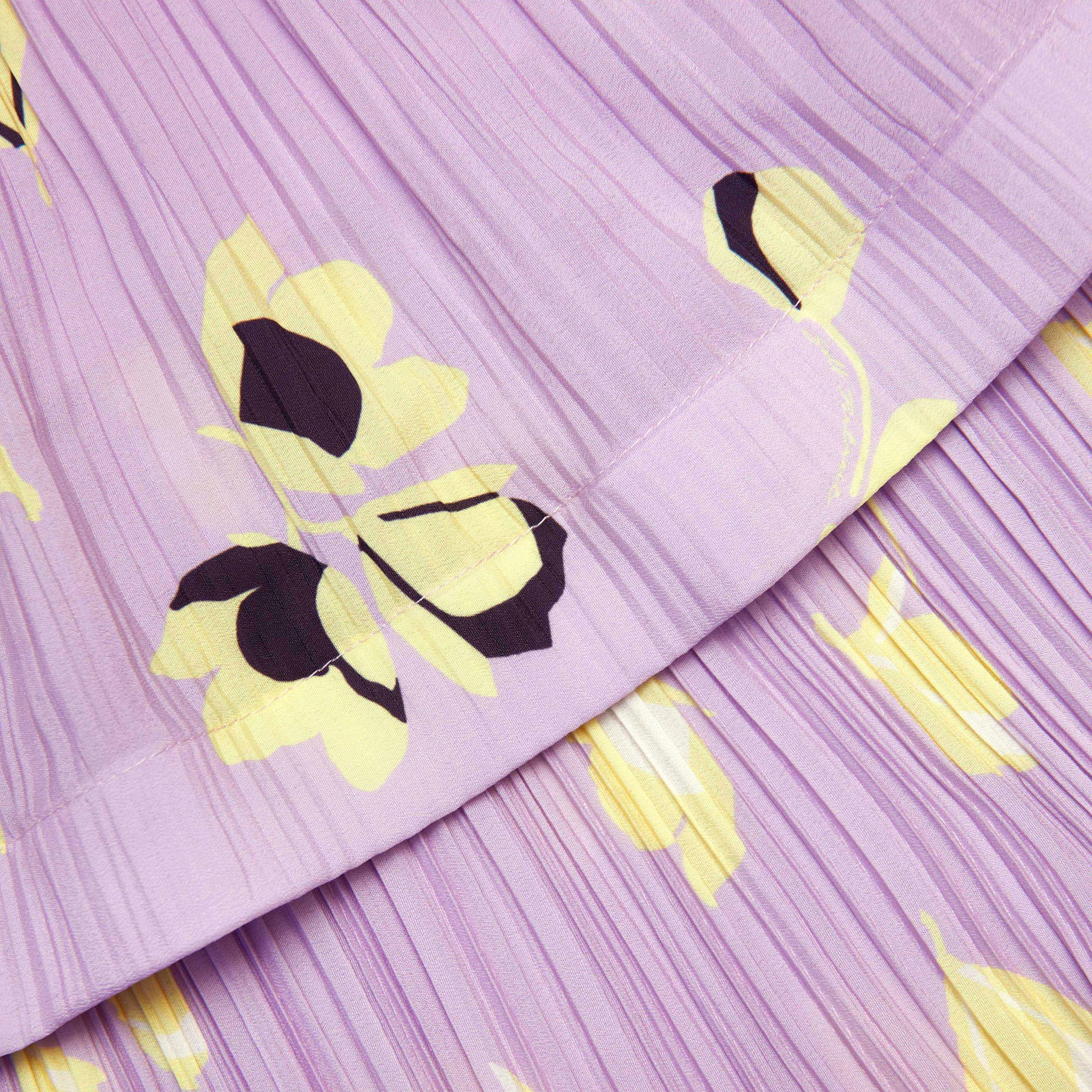 Lilac Floral Plisse Midi Dress Product Image