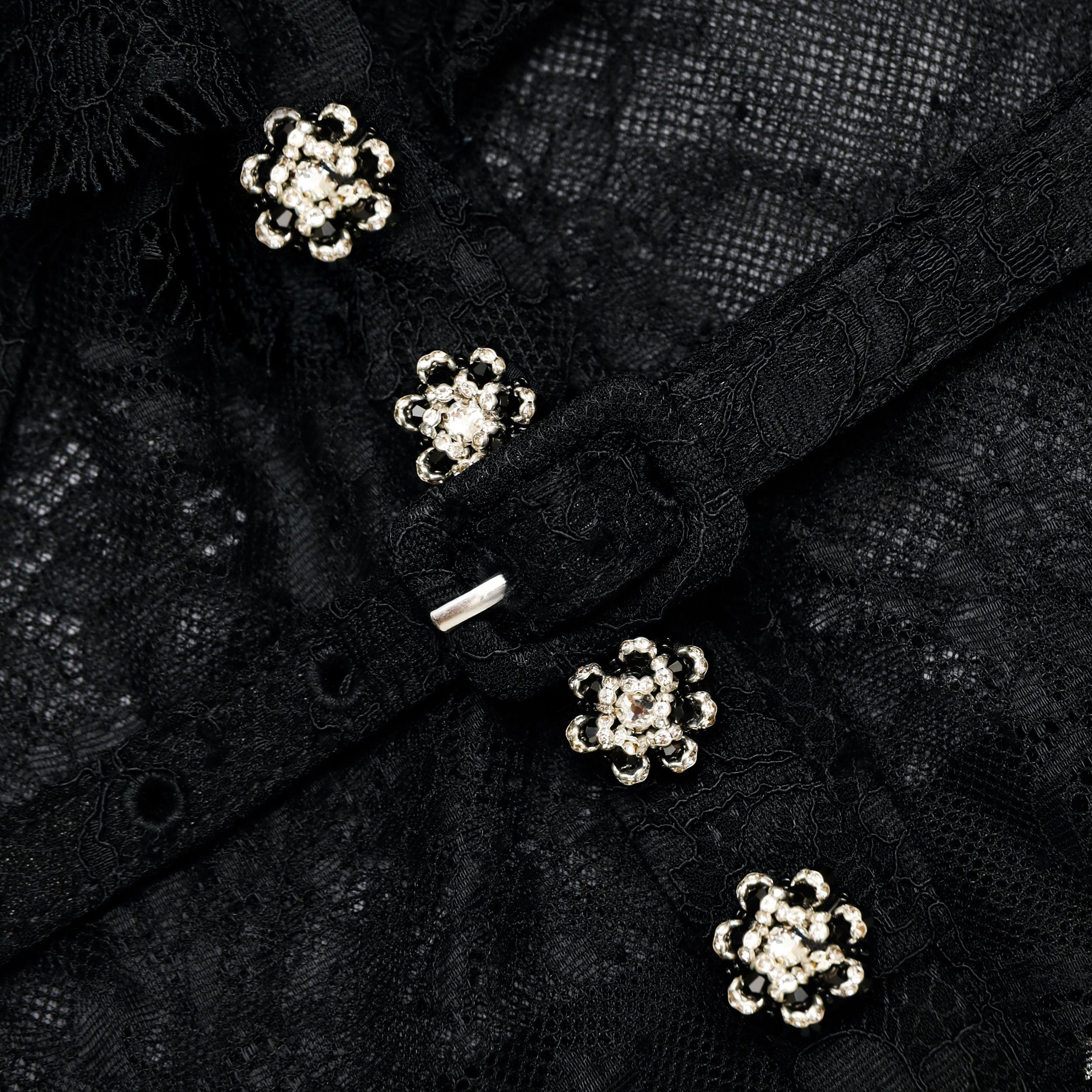 Black Lace Ruffle Maxi Dress Product Image