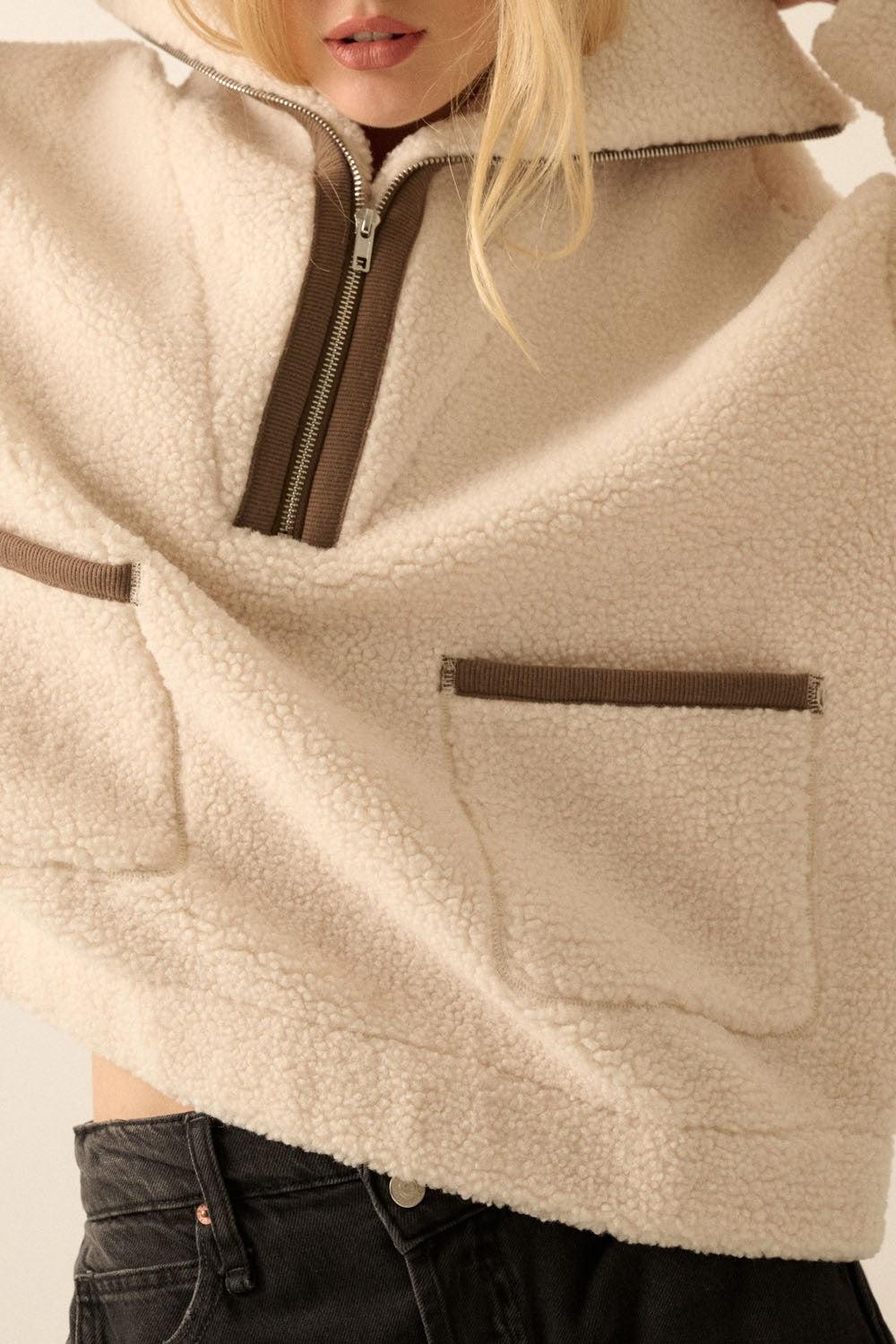 Oversized Sherpa Half Zip Pullover Jacket Product Image