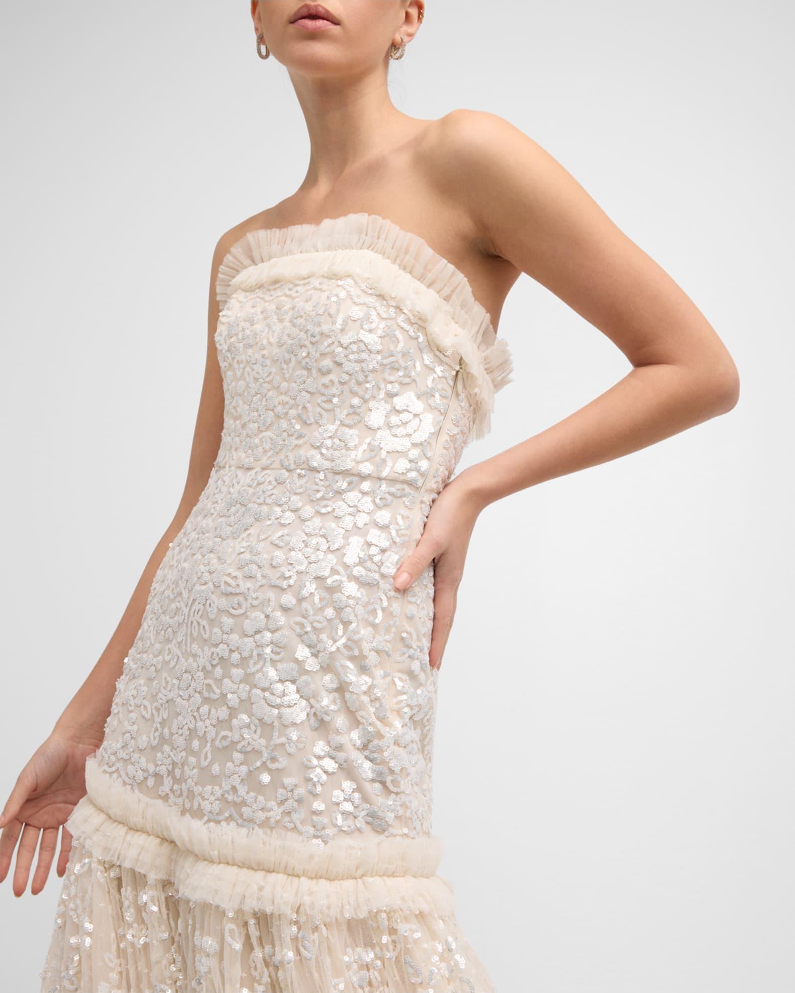 Regal Rose Strapless Floral Sequin Tulle Gown Product Image